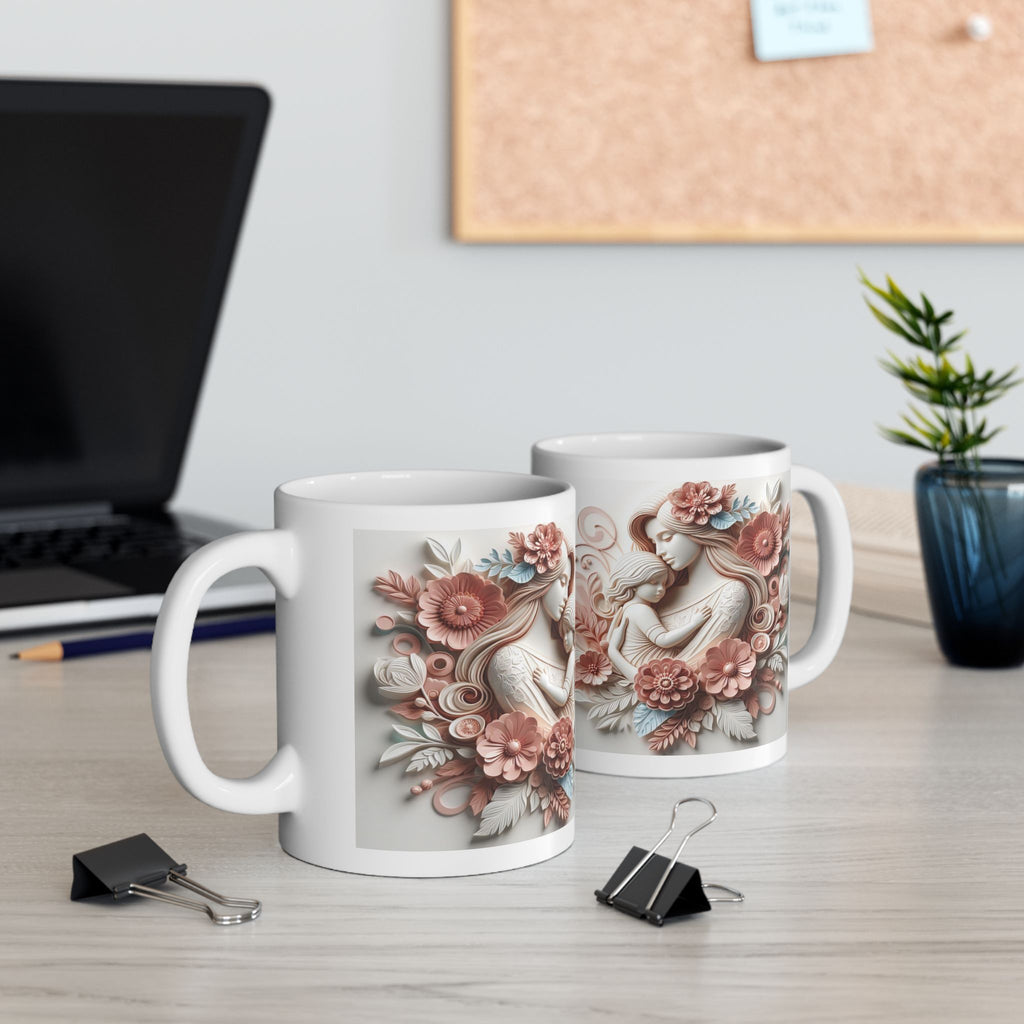 Vintage Angel Illustration Mug | Floral Cherub Ceramic Mug, Mother's Day Sale
