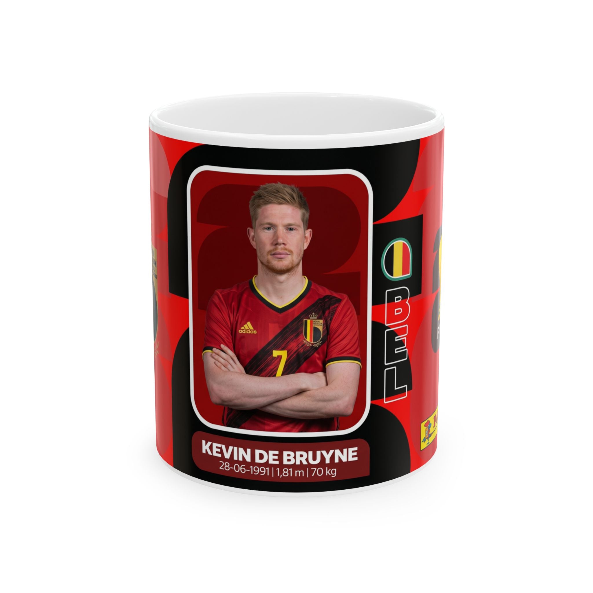 Belgium Soccer Player Kevin De Bruyne Ceramic Mug — Soccer Fan Gift (11oz/15oz), World Cup 2026 Mugs