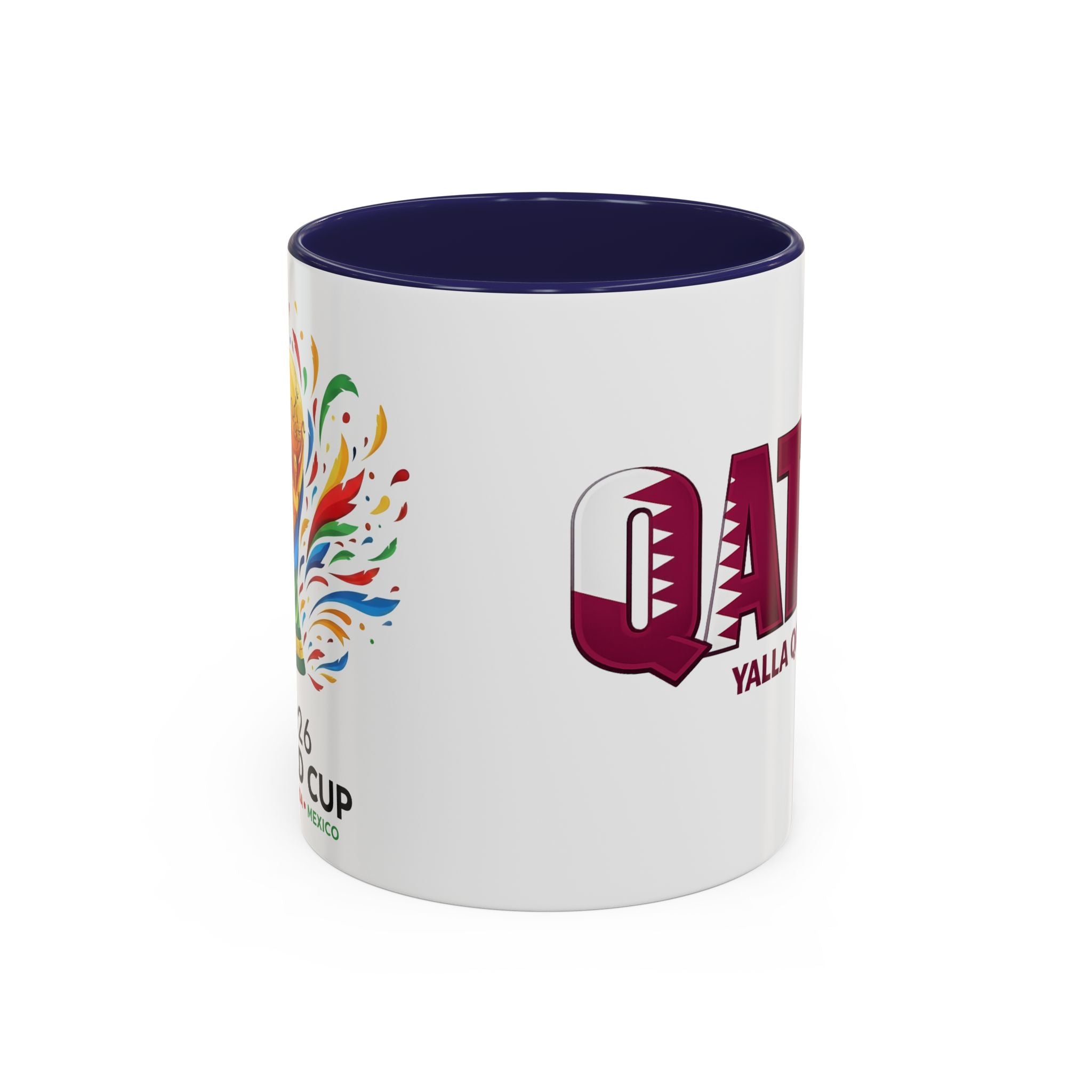 QATAR Yalla Qatar! Accent Coffee Mug | 11oz 15oz, Soccer World Cup 2026, Gifts for Dad
