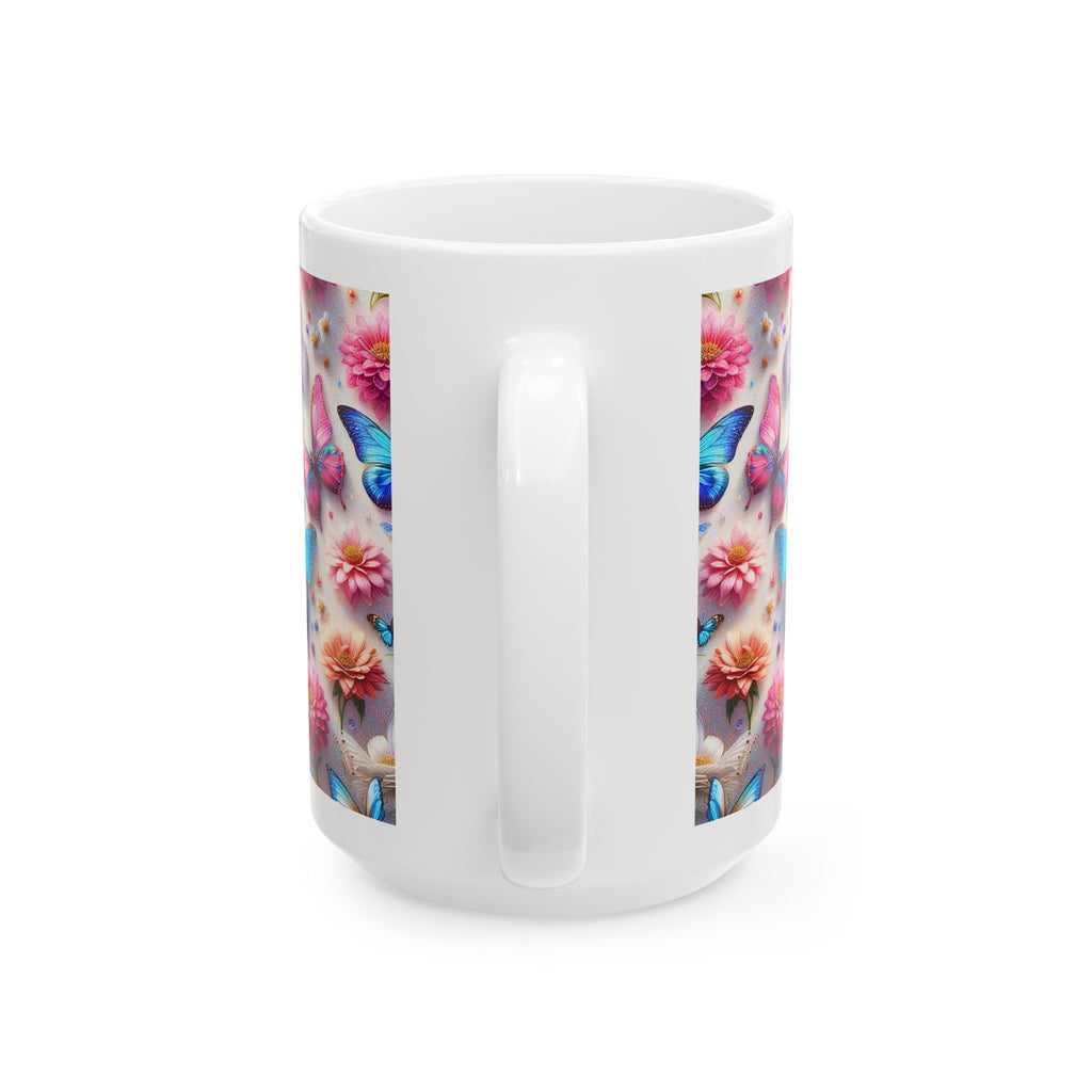 Colorful Butterfly Pattern Mug | Floral Kaleidoscope Ceramic Mug, Mother's Day Sale