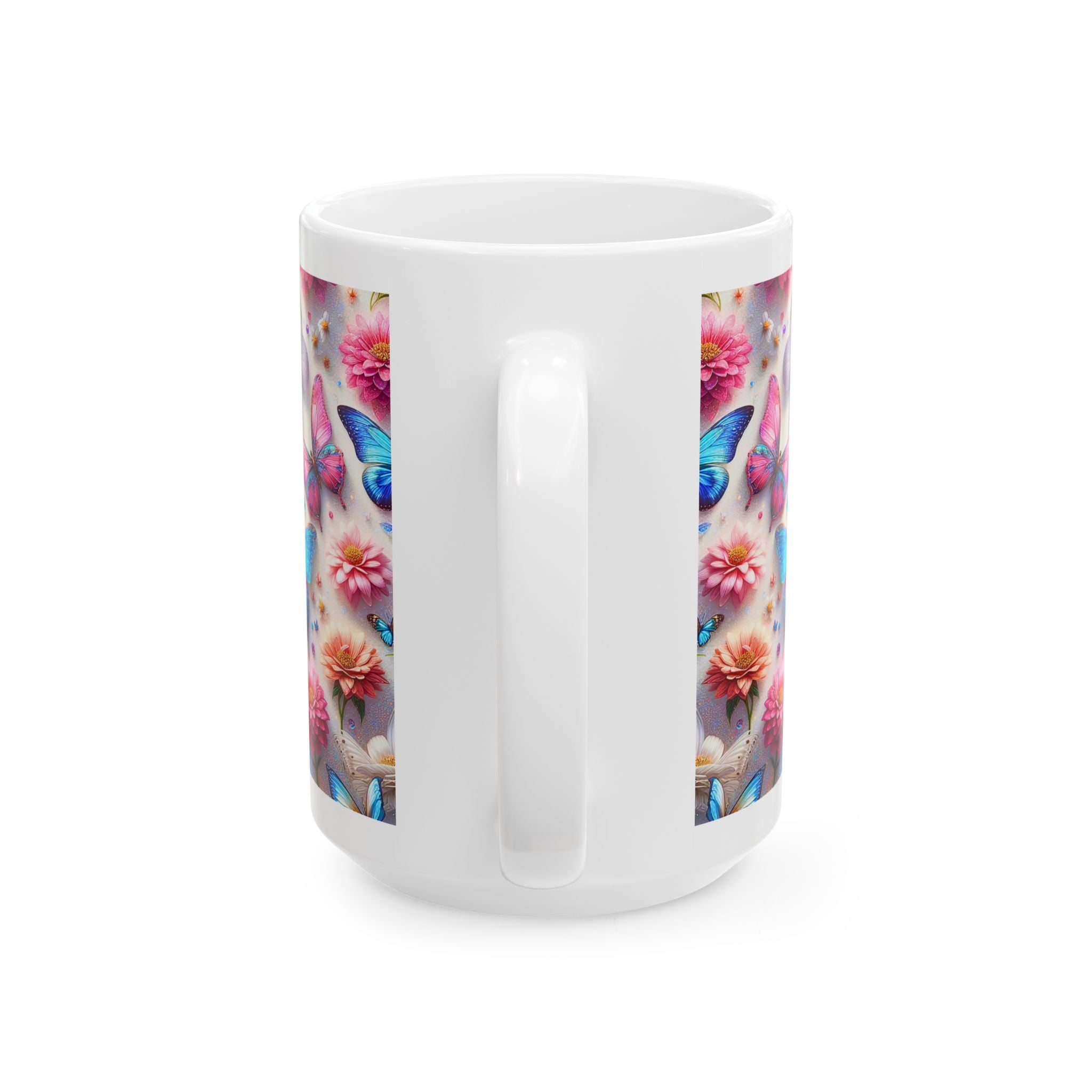 Colorful Butterfly Pattern Mug | Floral Kaleidoscope Ceramic Mug, Mother's Day Sale