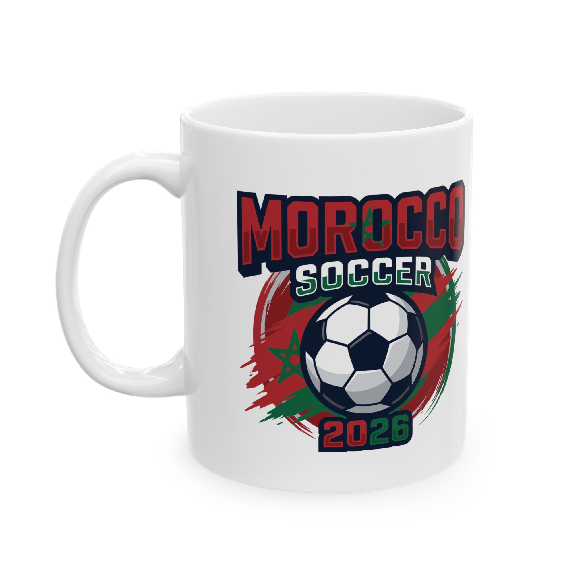 Morocco Soccer Crest Mug | Soccer Ball, World Cup 2026 Coffee Mugs, Morocco Fan ,Gift For Dad