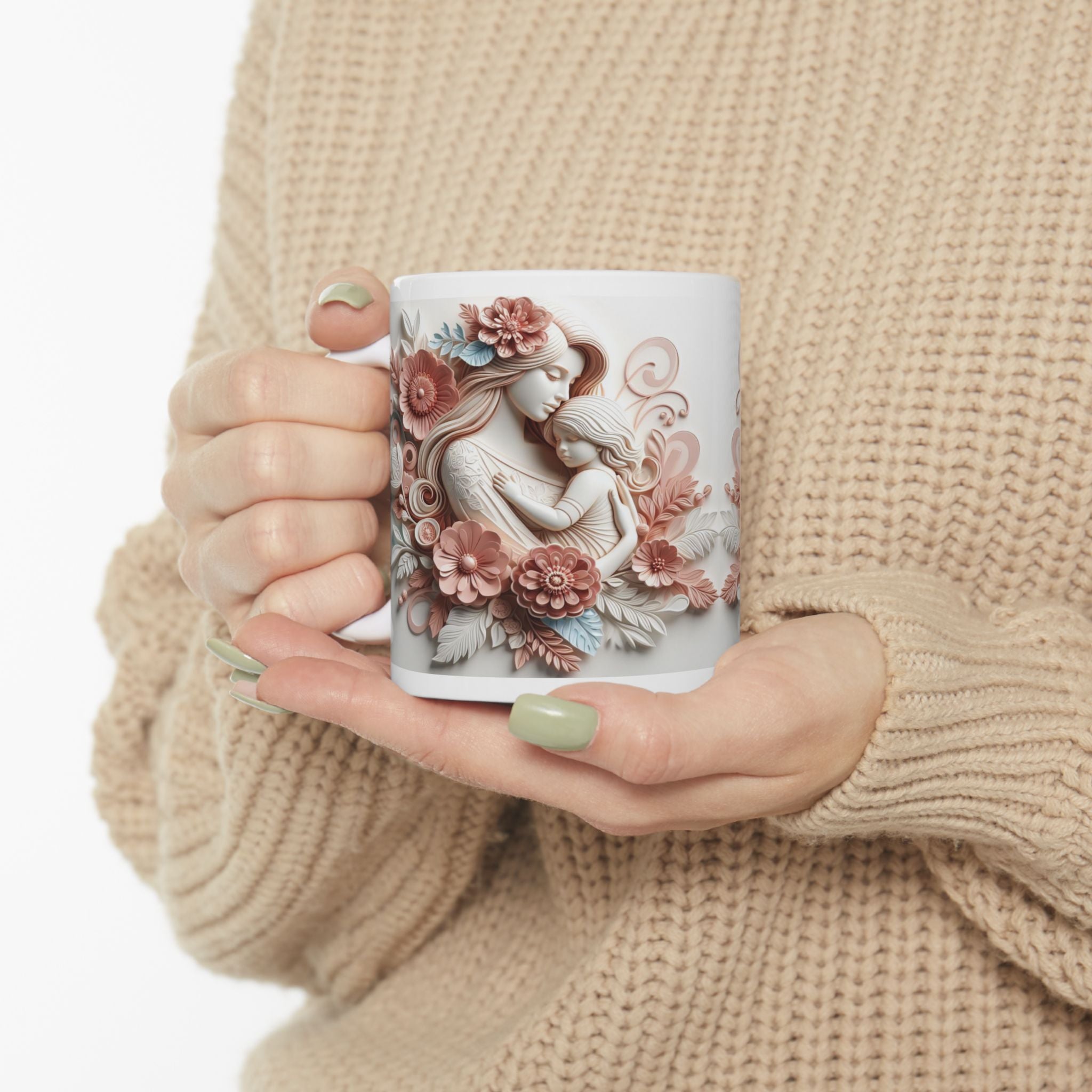 Vintage Angel Illustration Mug | Floral Cherub Ceramic Mug, Mother's Day Sale