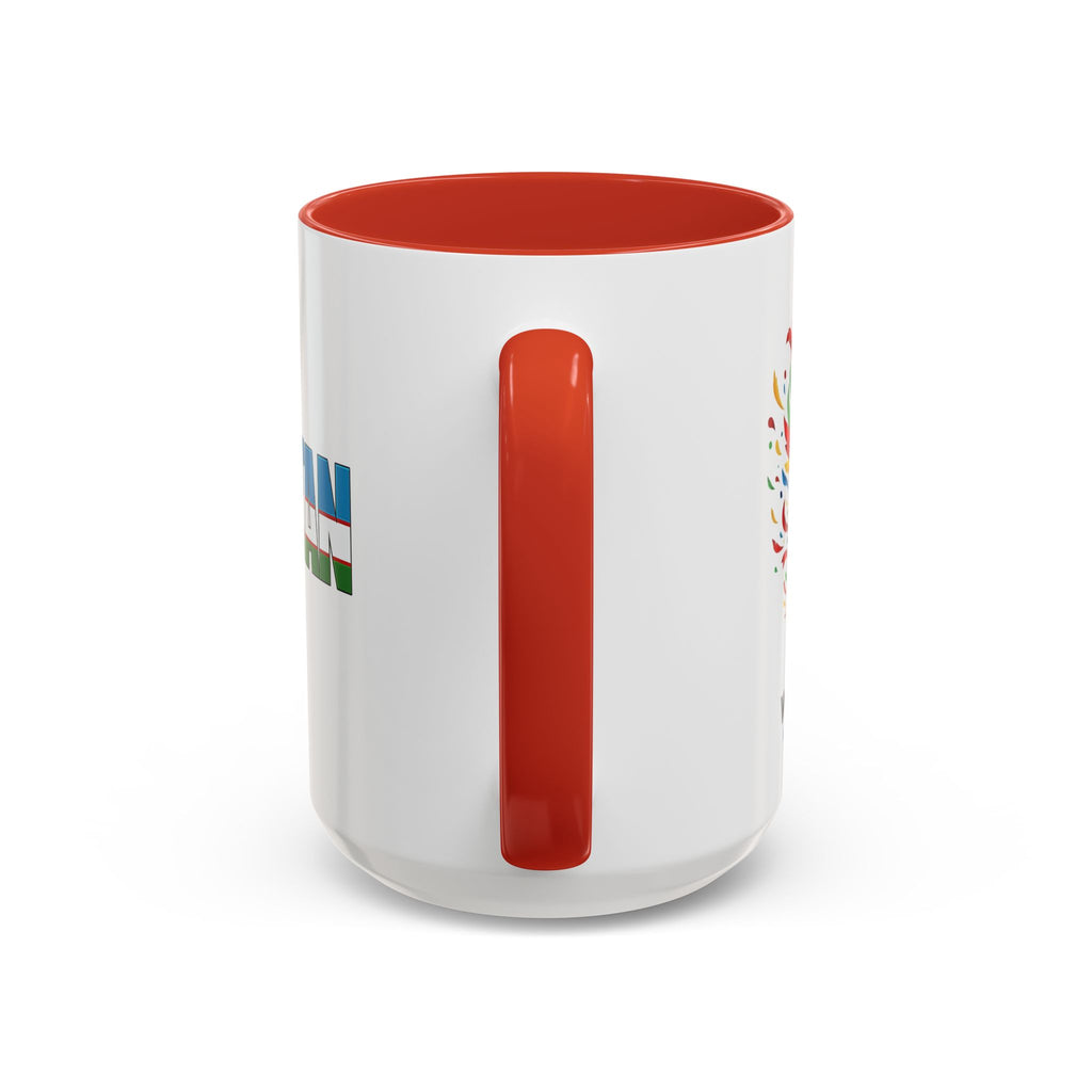 Uzbekistan Flag Typography Coffee Mug | Accent 11oz/15oz, Soccer World Cup 2026, Gift for Dad