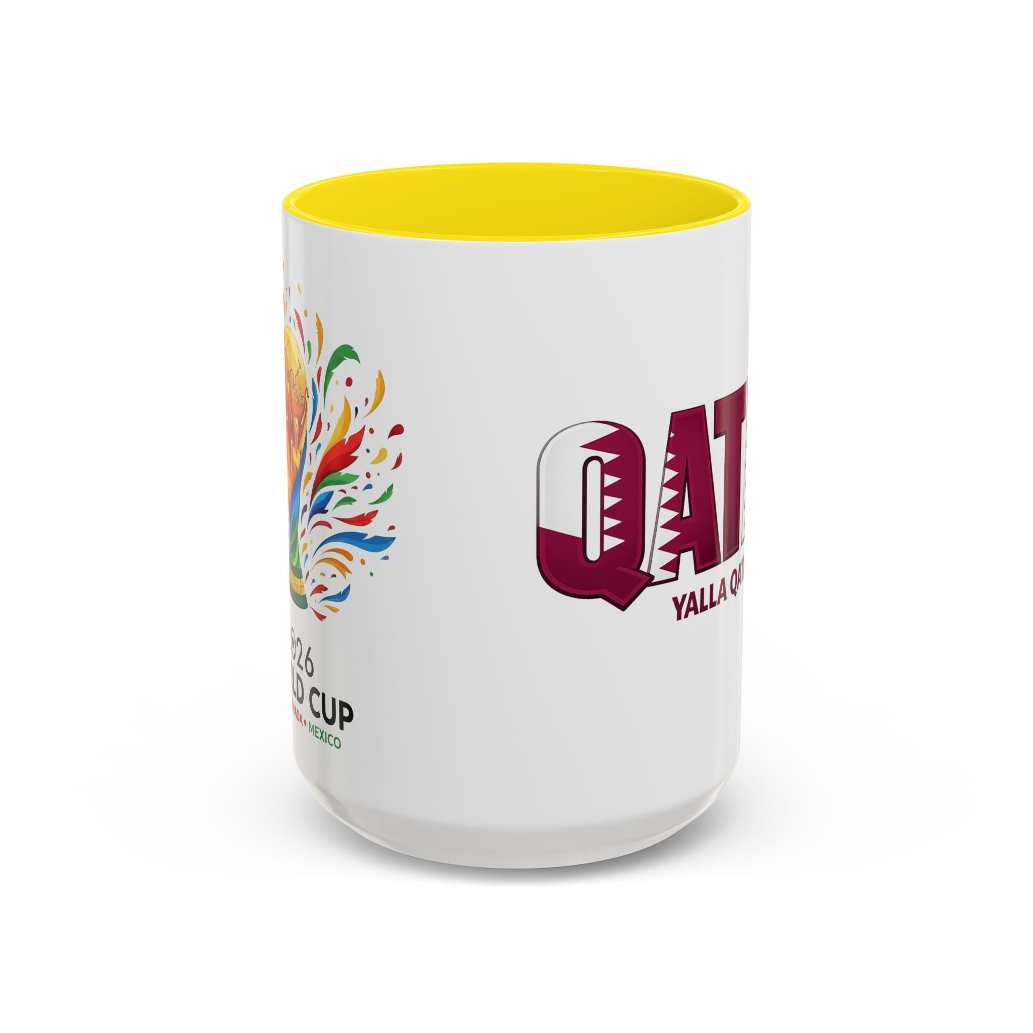 QATAR Yalla Qatar! Accent Coffee Mug | 11oz 15oz, Soccer World Cup 2026, Gifts for Dad