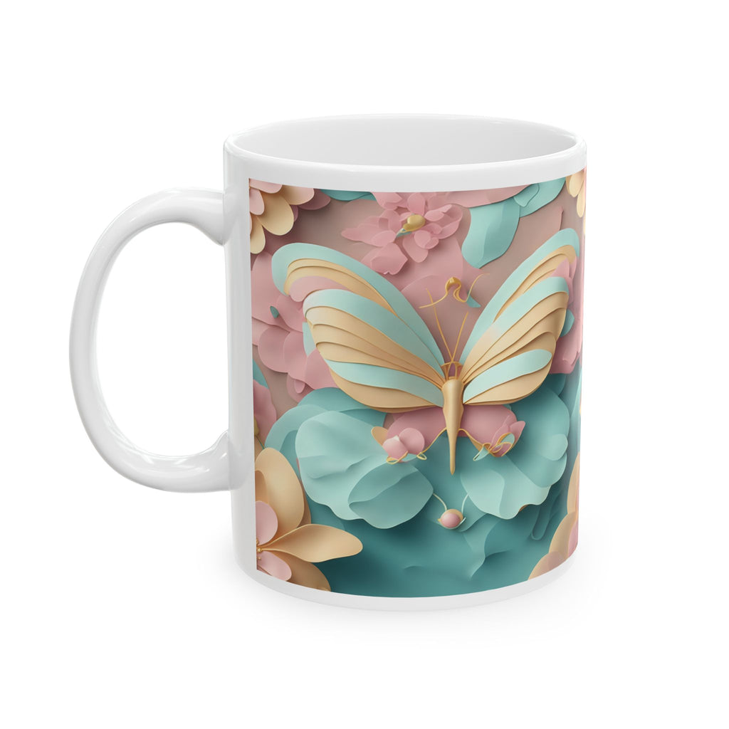 Pastel Floral Pattern Mug | Ceramic Coffee Cup, Mother's Day Sale