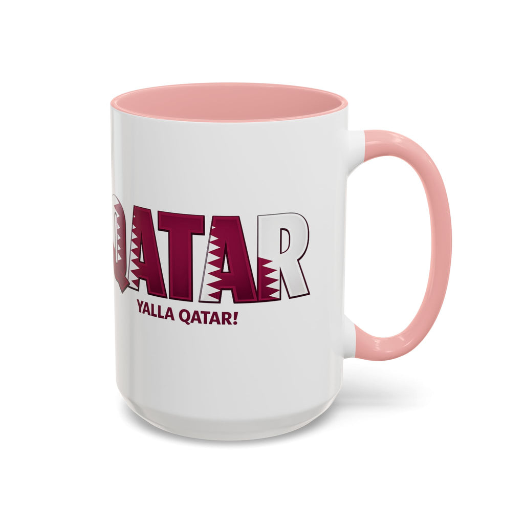 QATAR Yalla Qatar! Accent Coffee Mug | 11oz 15oz, Soccer World Cup 2026, Gifts for Dad