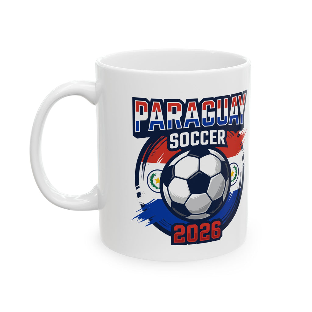 Paraguay Soccer Fans Mug | Soccer Ball Crest Ceramic Mug, World Cup 2026 Coffee Mugs, Panama Flag