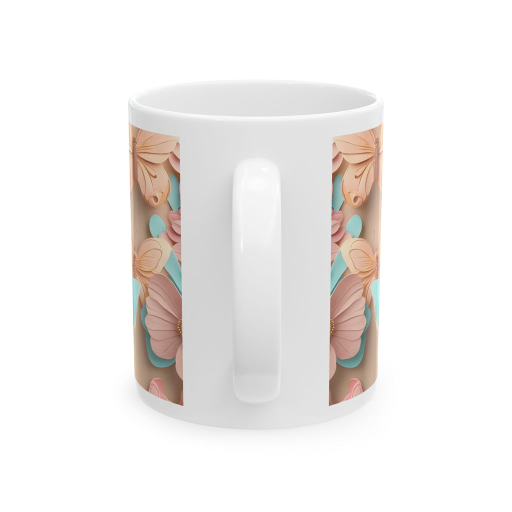 Teal and Peach Butterfly Pattern Mug | Ceramic Mug Coffee Cup, Mother's Day Sale