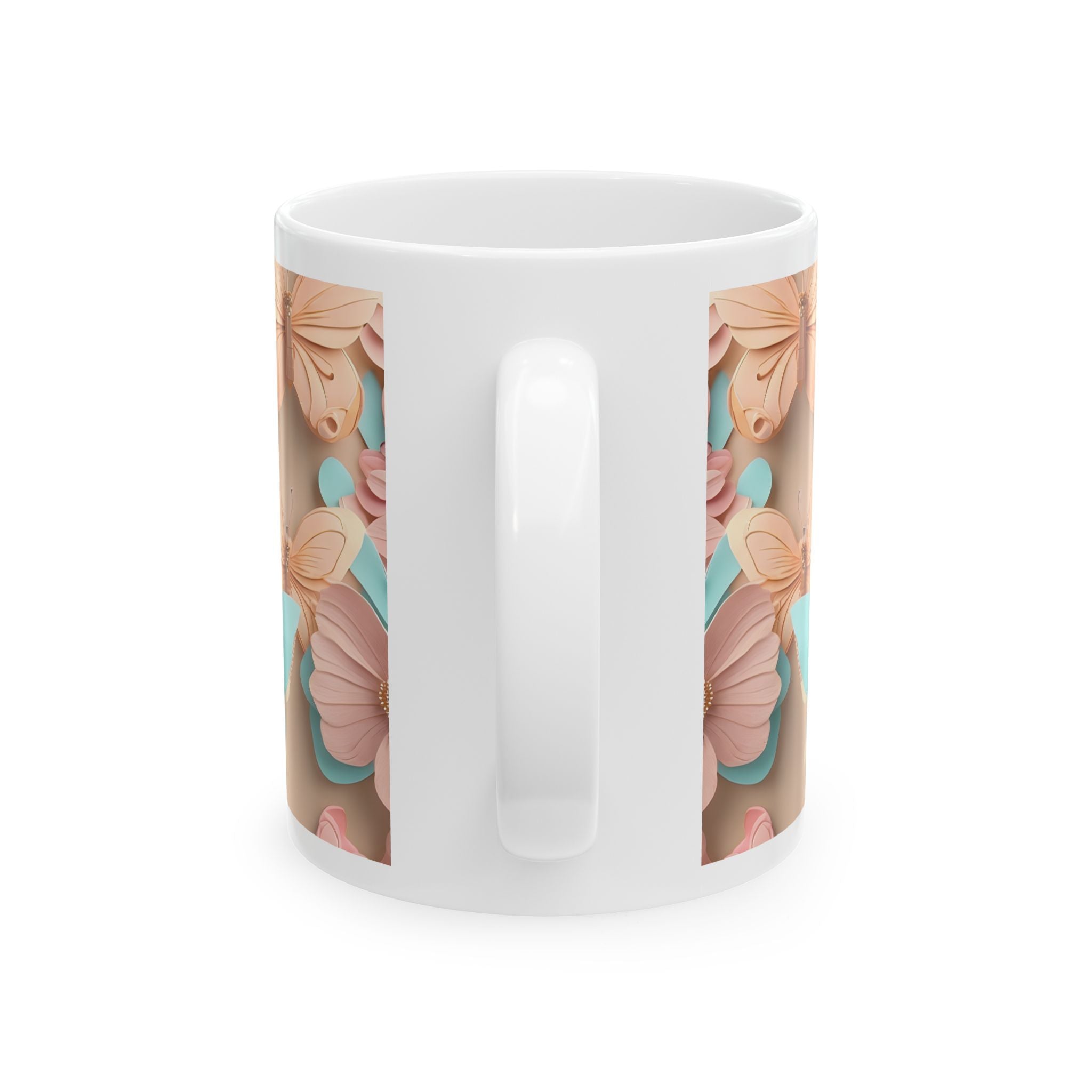 Teal and Peach Butterfly Pattern Mug | Ceramic Mug Coffee Cup, Mother's Day Sale