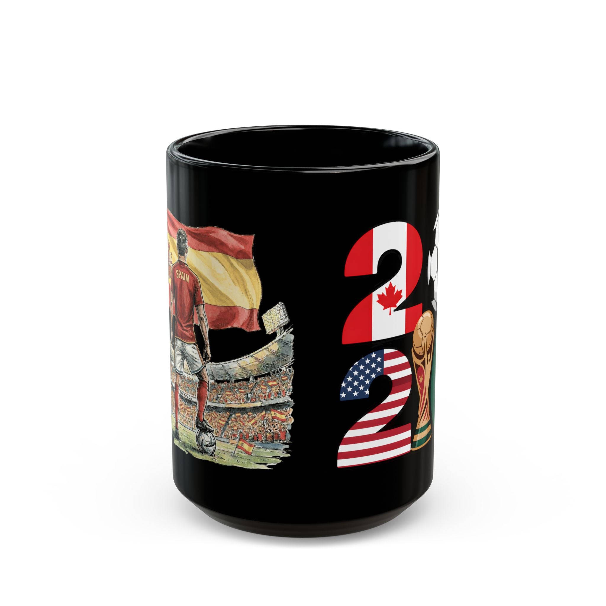 Spain World Cup 2026 Mug | Black Ceramic Coffee Cup, Spain Flag