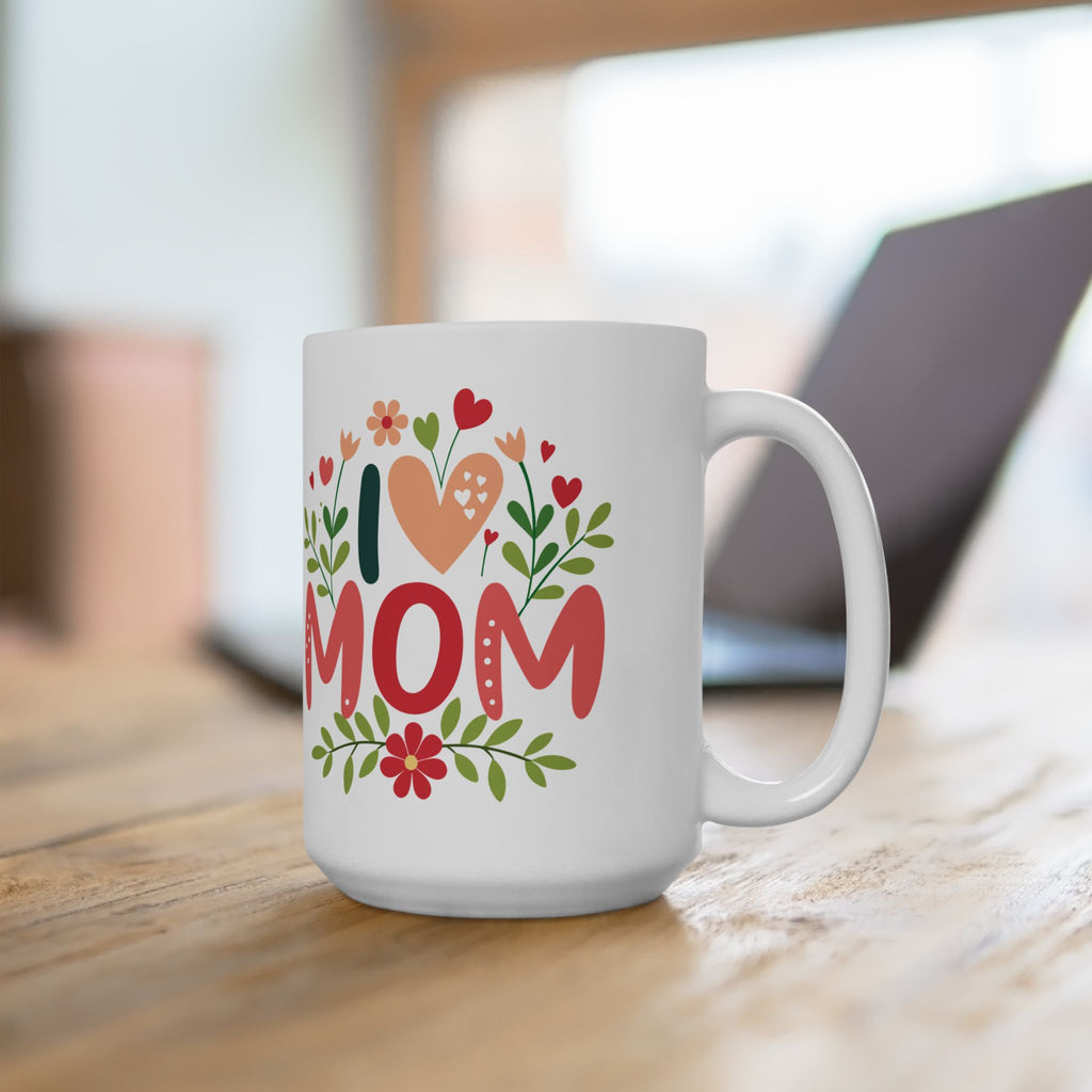 I Heart Mom Mug, Mother's Day Ceramic Coffee Cup, Gift For Mom