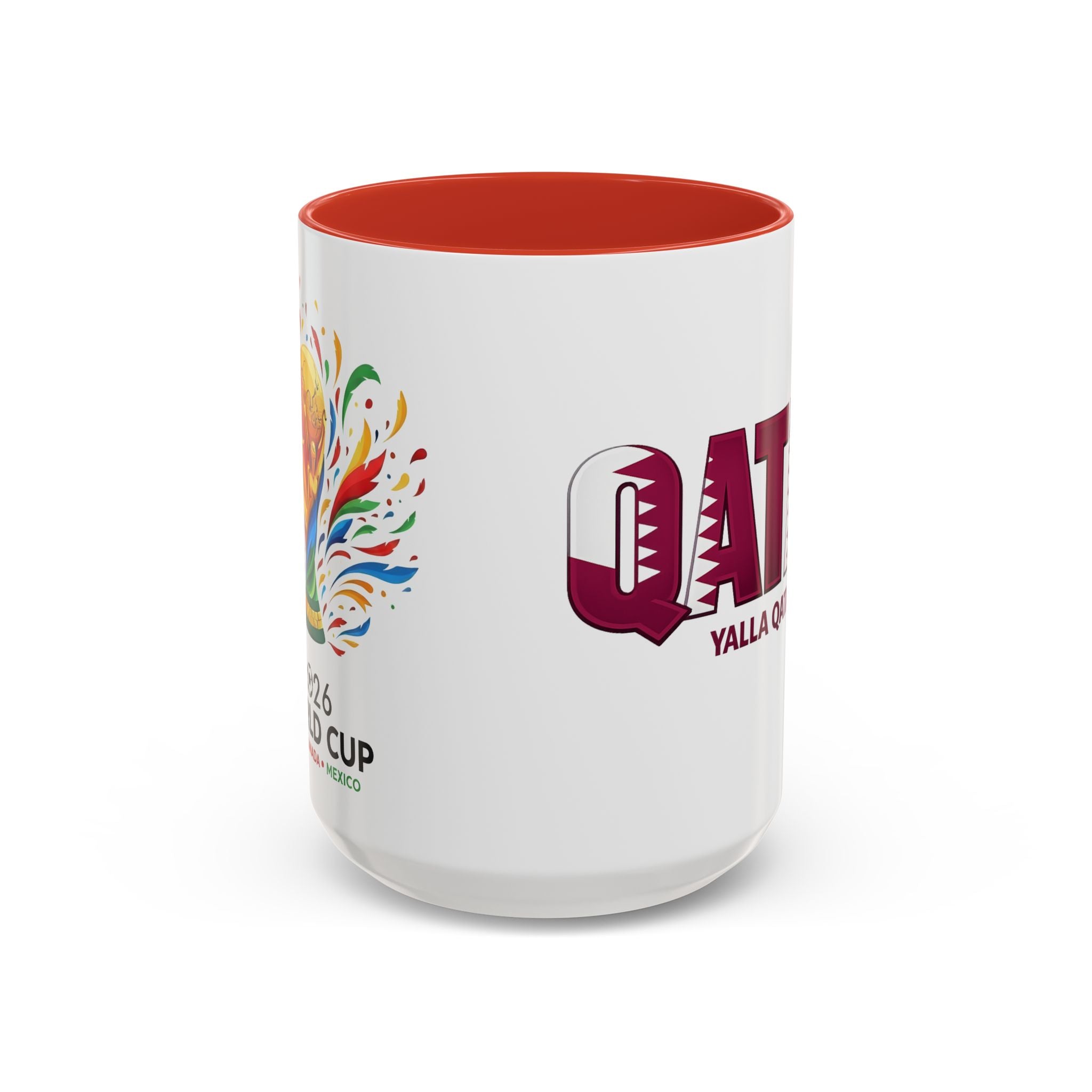 QATAR Yalla Qatar! Accent Coffee Mug | 11oz 15oz, Soccer World Cup 2026, Gifts for Dad