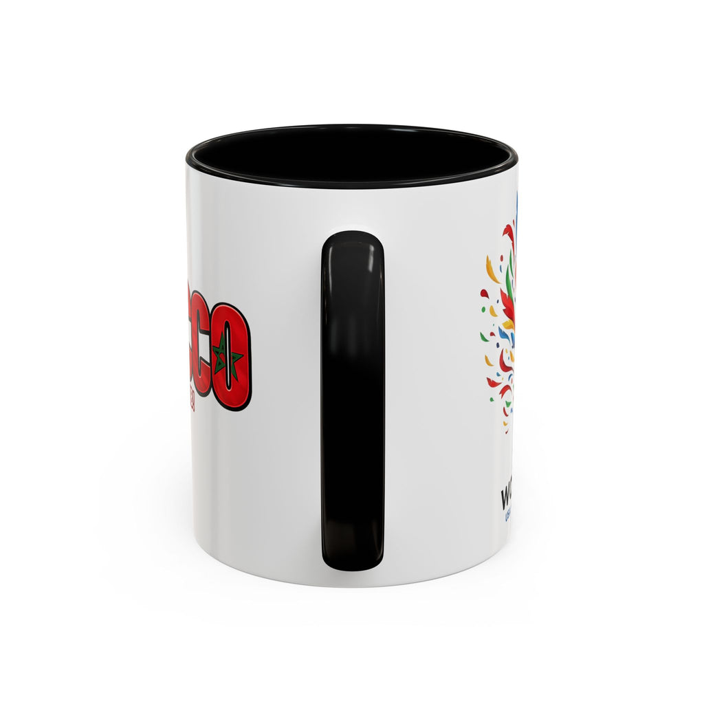 Morocco Flag Text Coffee Mug | Accent Coffee Mug (11, 15oz), World Cup 2026, Gifts for Dad