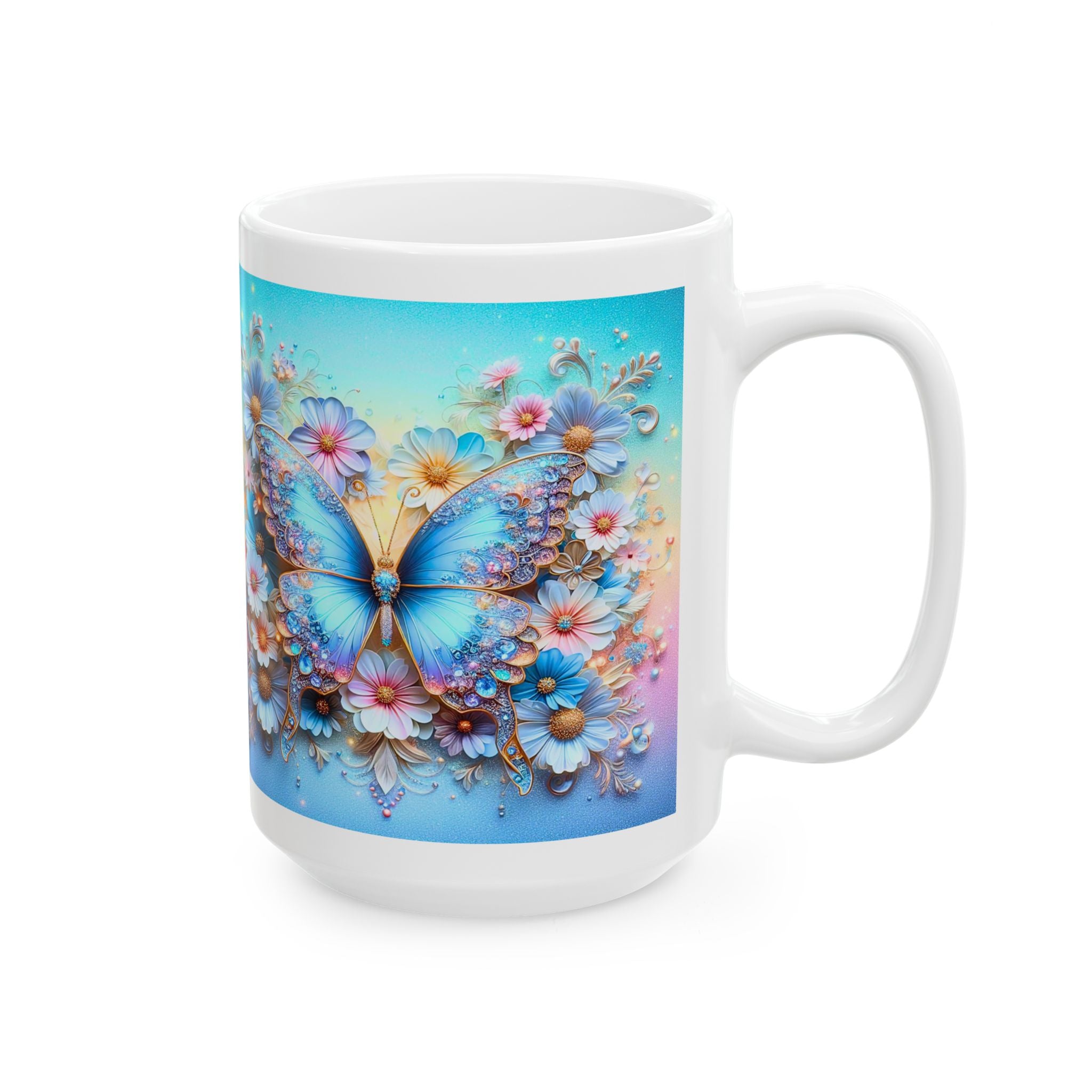 Pastel Floral Mandala Mug | Daisy Bouquet Ceramic Mug, Mother's Day Sale