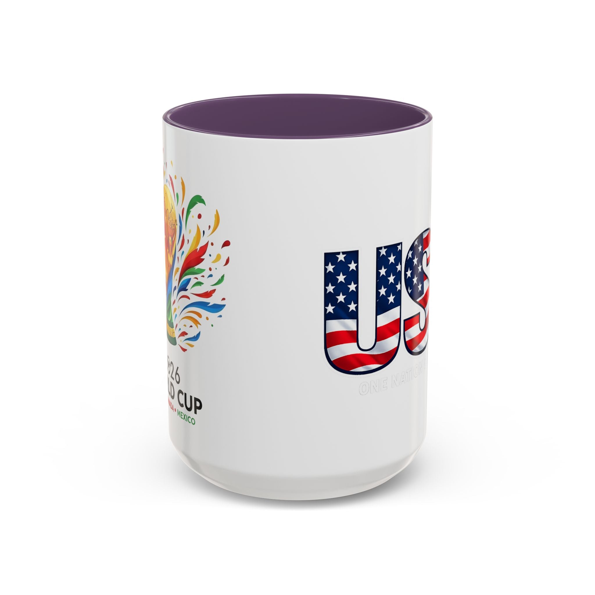 USA Flag Text Accent Coffee Mug | Patriotic American Stars Stripes Mug, Soccer World Cup 2026, Gifts for Dad