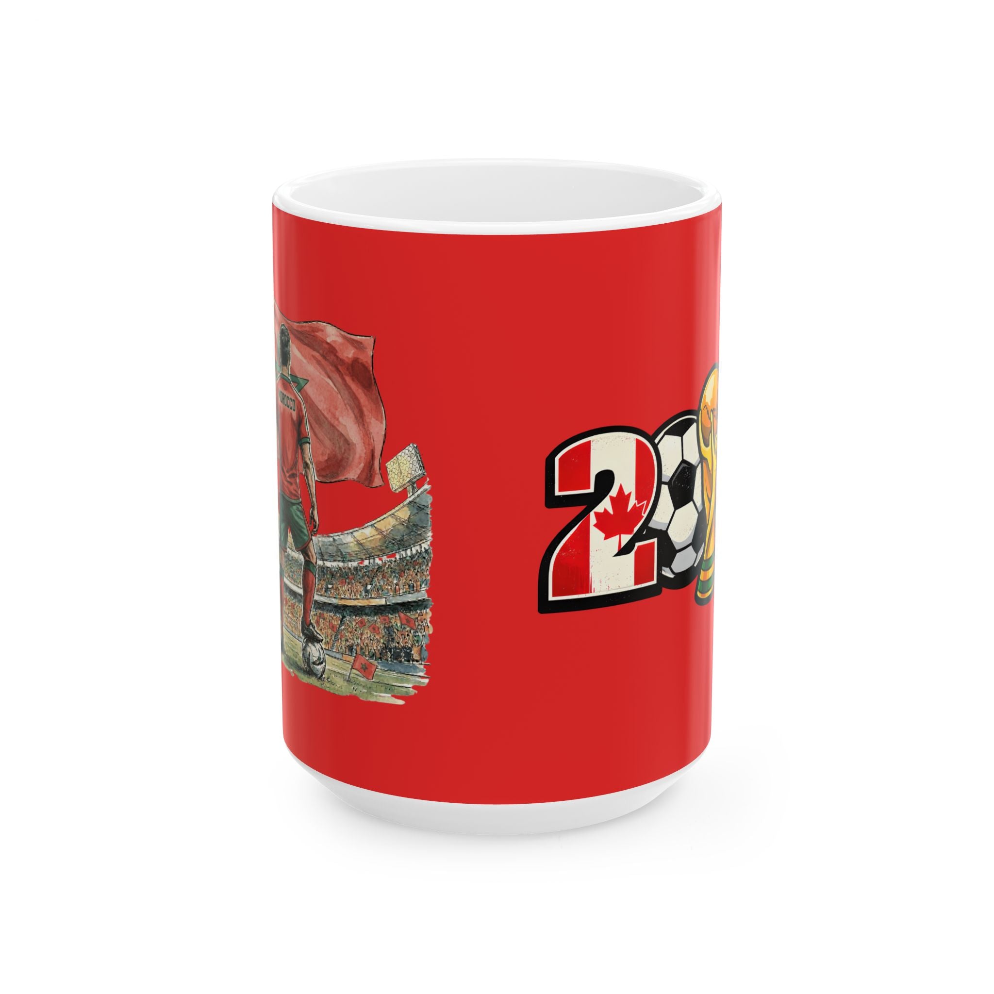 Morocco World Cup 2026 Mug, Red Ceramic Coffee Cup, Morocco Flag, Gift For Soccer Fan