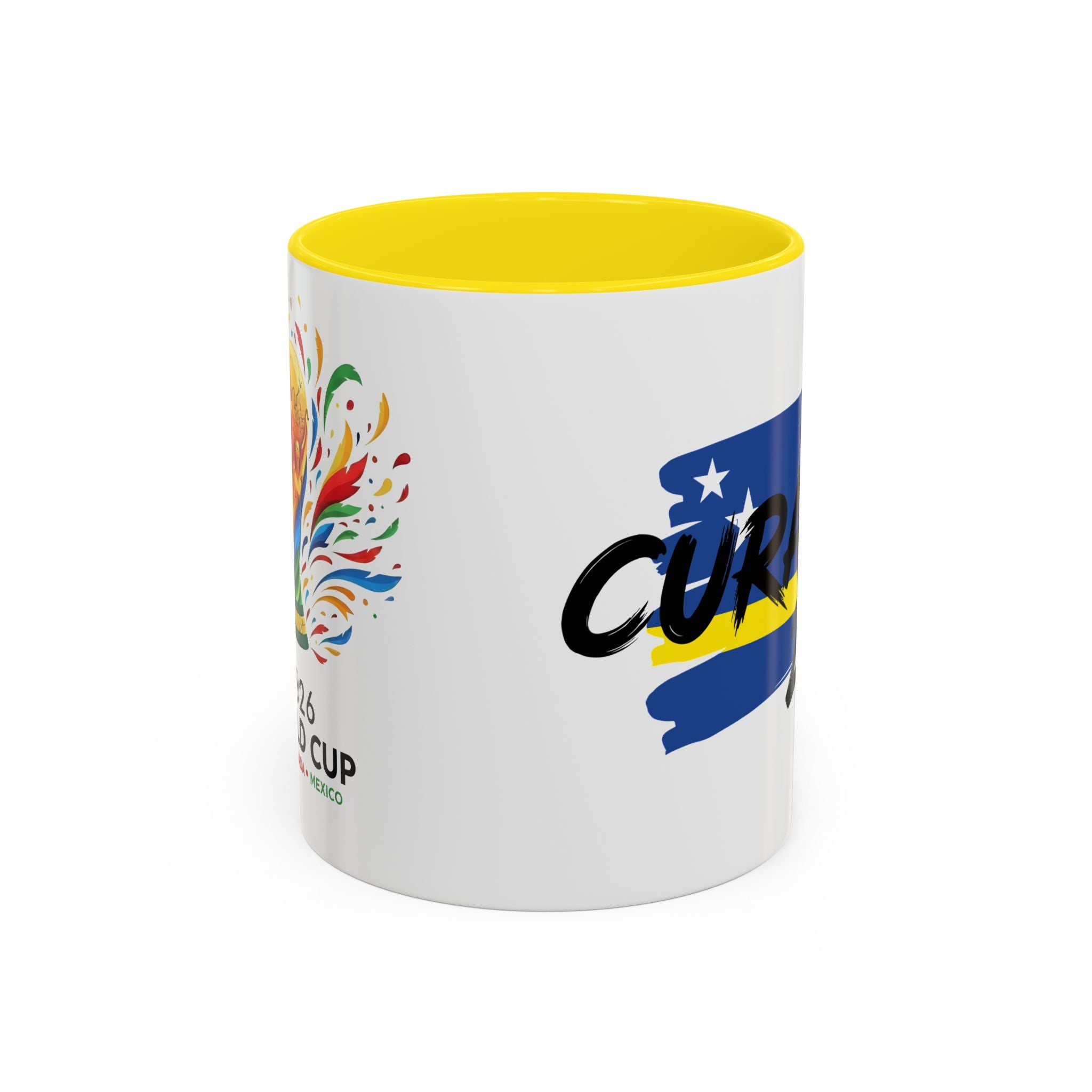 Curaçao 2026 Soccer Flag Accent Coffee Mug | 11oz 15oz,Soccer World Cup 2026, Gift For Dad