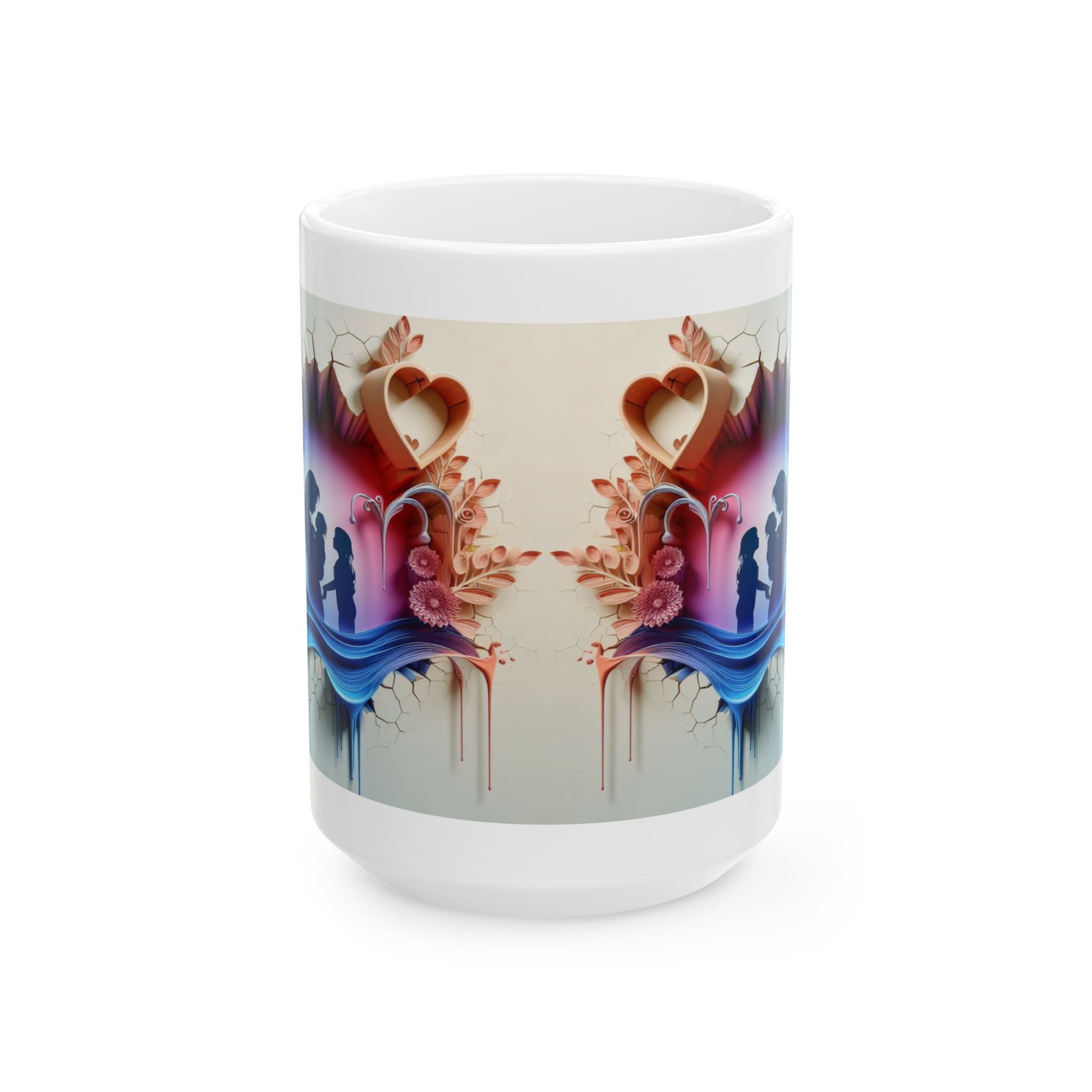 Abstract Heart Bloom Mug | Ceramic Coffee Cup, Mother's Day Sale