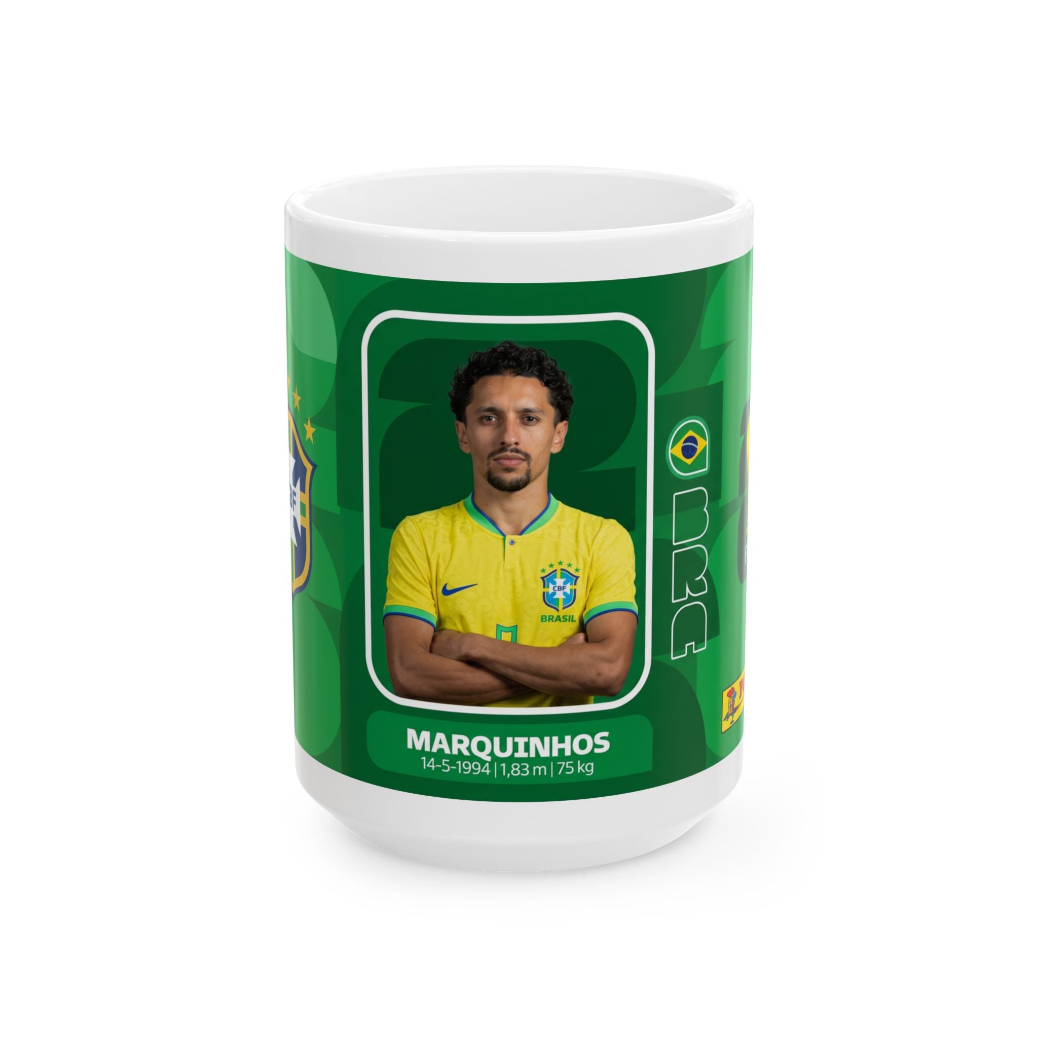 Brazil Soccer Player Marquinhos Ceramic Mug (11oz, 15oz), World Cup 2026 Mugs