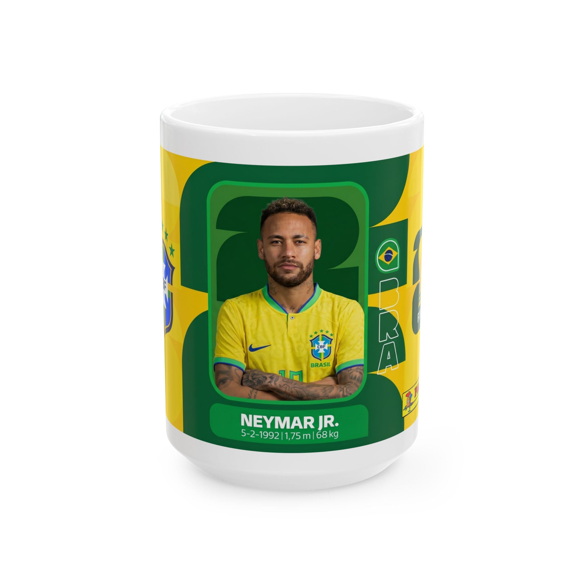 Neymar Jr. Brazil Soccer Mug —  11oz/15oz Ceramic Coffee Cup, World Cup 2026 Mugs