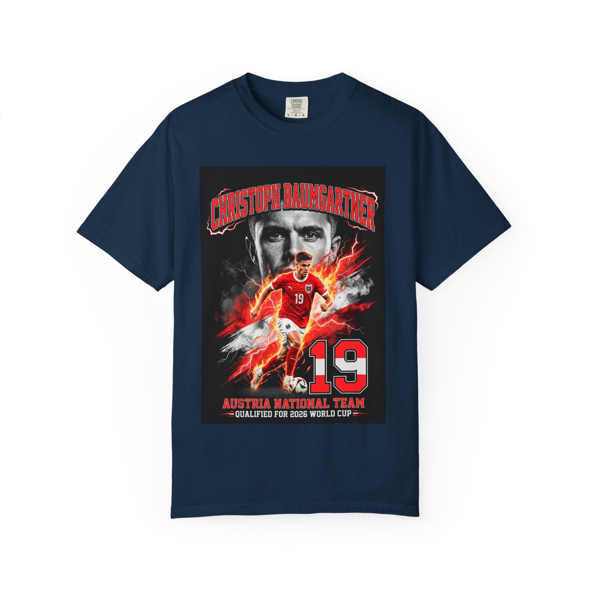 Austrian Soccer Player 19 T-Shirt | 2026 World Cup Back Trophy Design, Austria Flag, Gift for him, Collectible