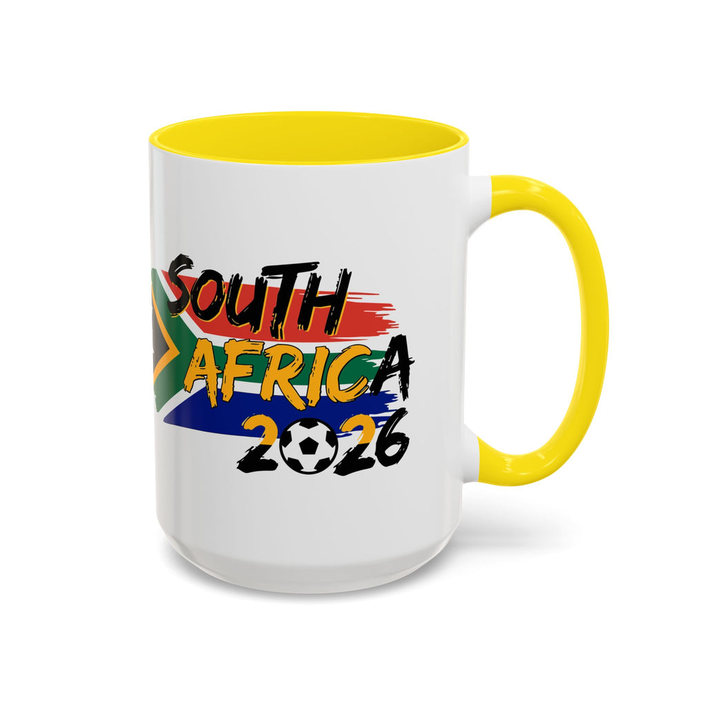 South Africa 2026 Soccer Flag Accent Coffee Mug | 11oz 15oz, Soccer World Cup 2026, Gift for Dad