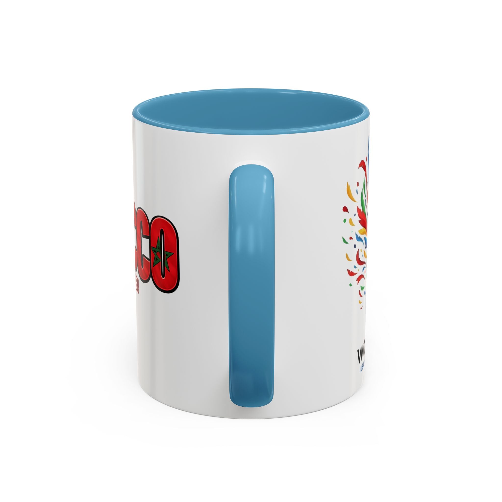 Morocco Flag Text Coffee Mug | Accent Coffee Mug (11, 15oz), World Cup 2026, Gifts for Dad