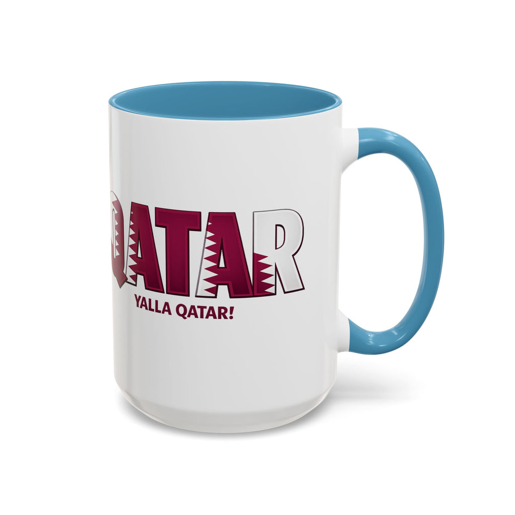 QATAR Yalla Qatar! Accent Coffee Mug | 11oz 15oz, Soccer World Cup 2026, Gifts for Dad