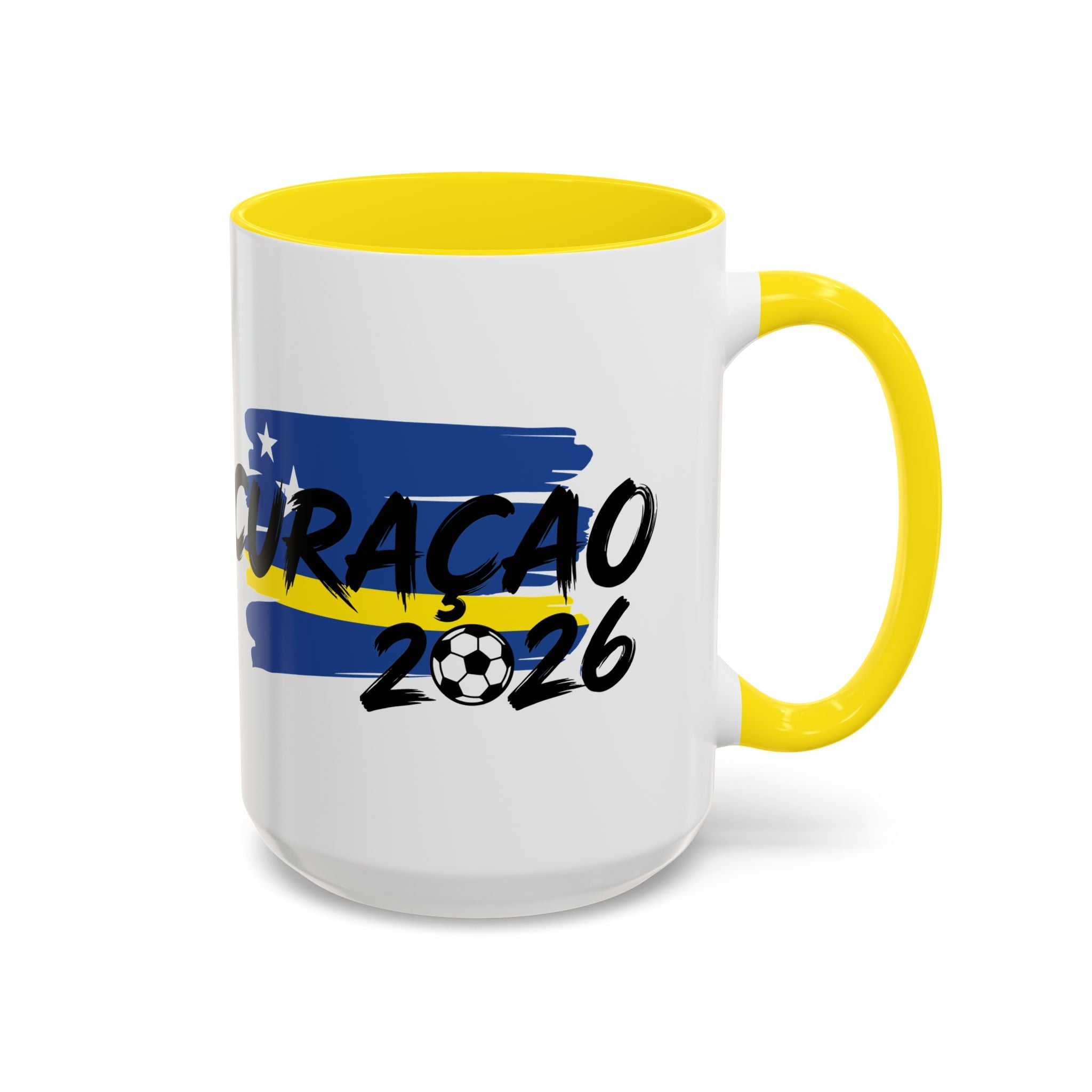 Curaçao 2026 Soccer Flag Accent Coffee Mug | 11oz 15oz,Soccer World Cup 2026, Gift For Dad