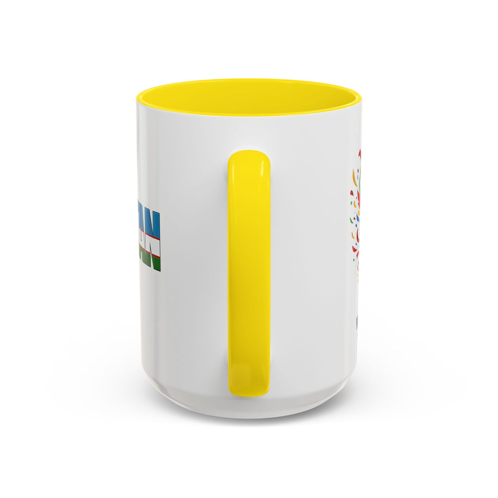 Uzbekistan Flag Typography Coffee Mug | Accent 11oz/15oz, Soccer World Cup 2026, Gift for Dad