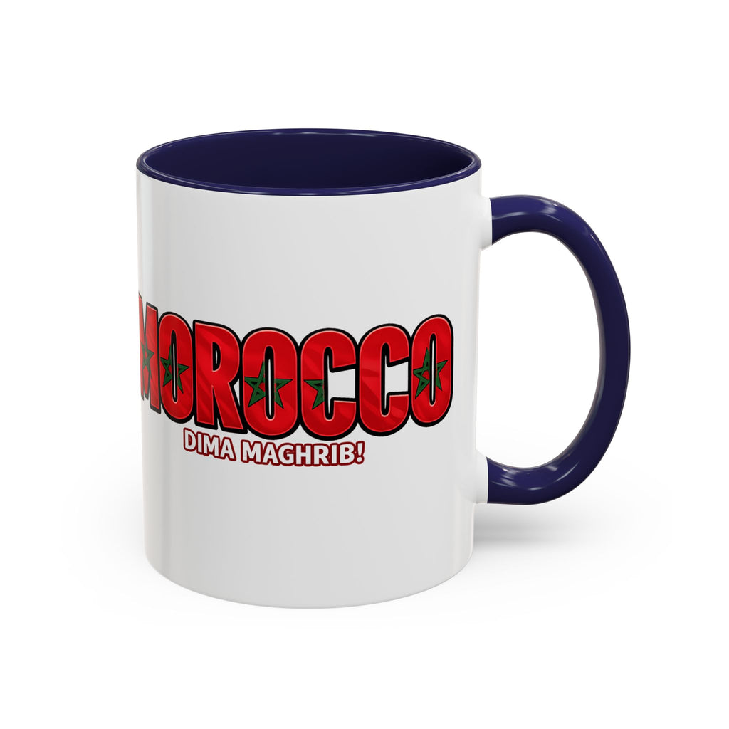 Morocco Flag Text Coffee Mug | Accent Coffee Mug (11, 15oz), World Cup 2026, Gifts for Dad