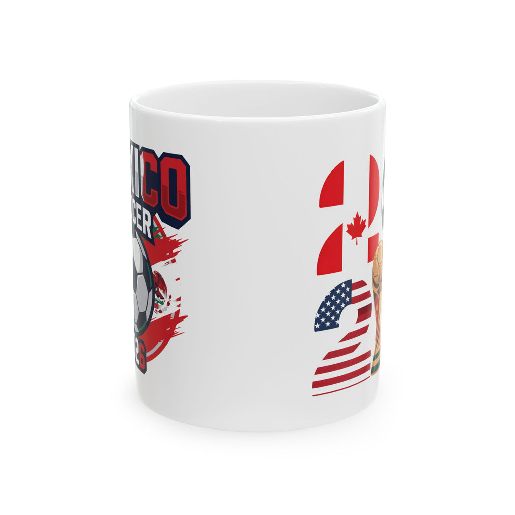Mexico Soccer Crest Mug | Soccer Ball, Flag Graphics, World Cup 2026 Coffee Mugs, Mexico Flag