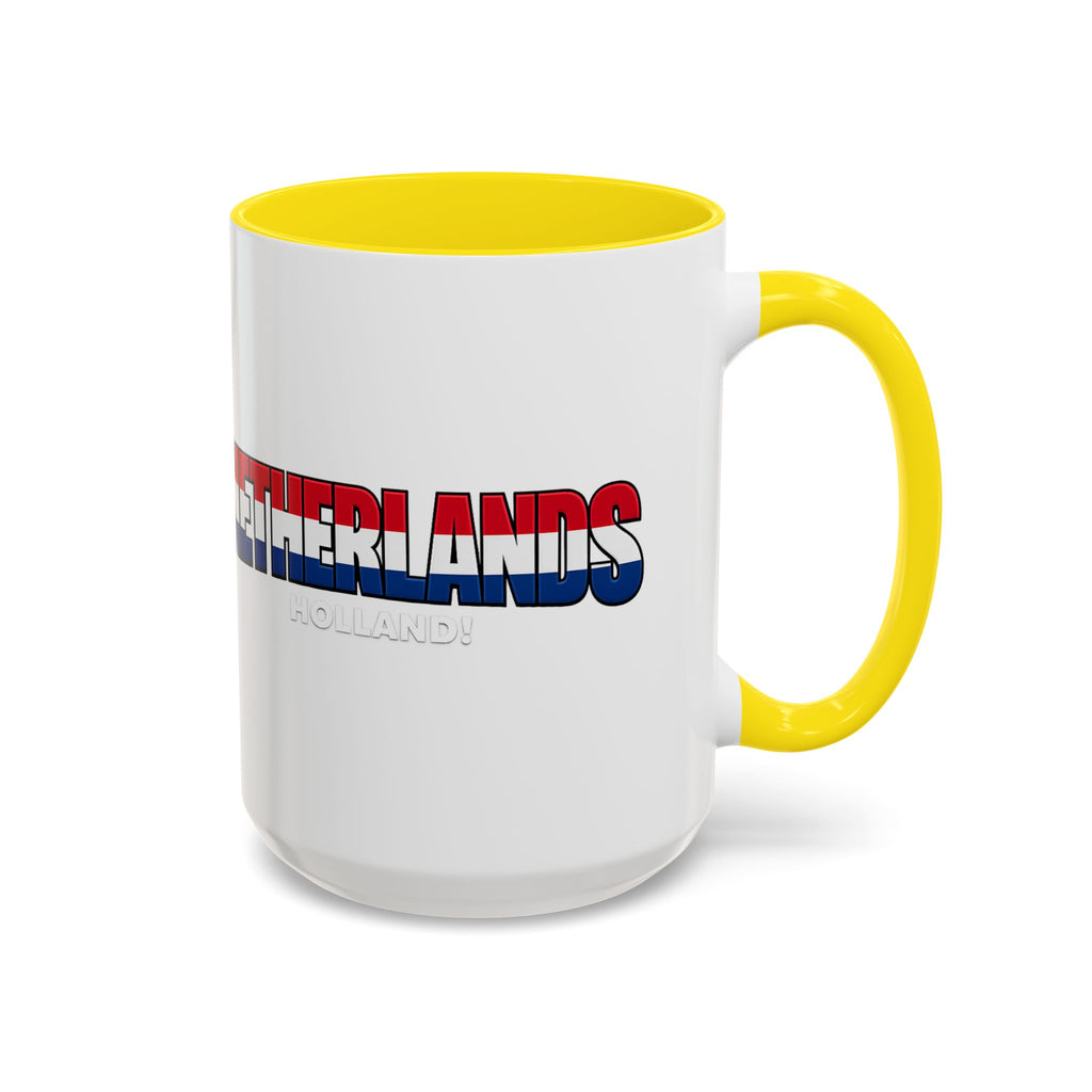 Netherlands Flag Text Coffee Mug | Accent 11oz 15oz, World Cup 2026, Gift for Dad