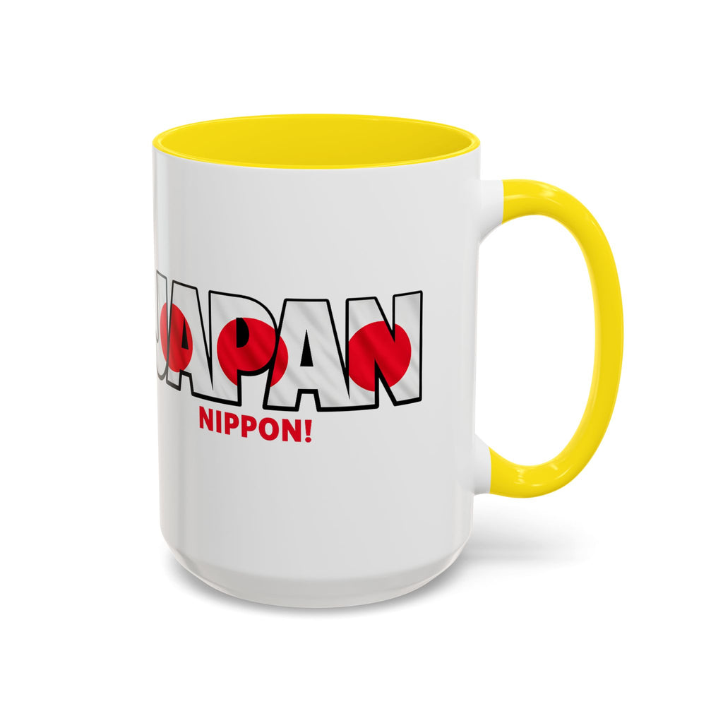 Japan Nippon Text Accent Mug | Flag Lettering Coffee Cup, World Cup 2026, Gift for Dad