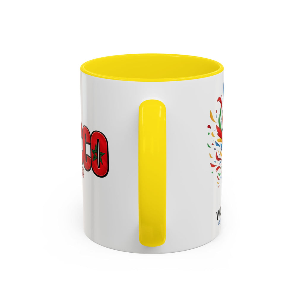 Morocco Flag Text Coffee Mug | Accent Coffee Mug (11, 15oz), World Cup 2026, Gifts for Dad
