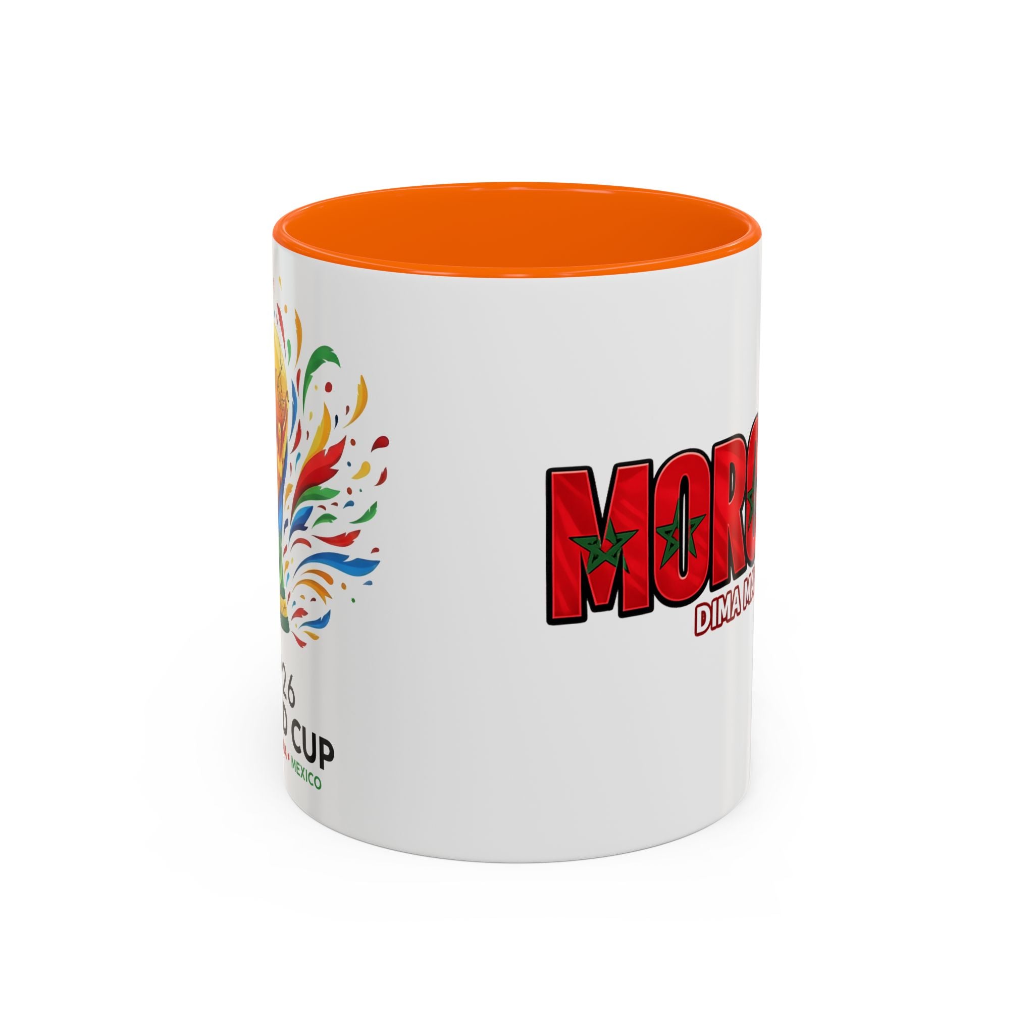 Morocco Flag Text Coffee Mug | Accent Coffee Mug (11, 15oz), World Cup 2026, Gifts for Dad