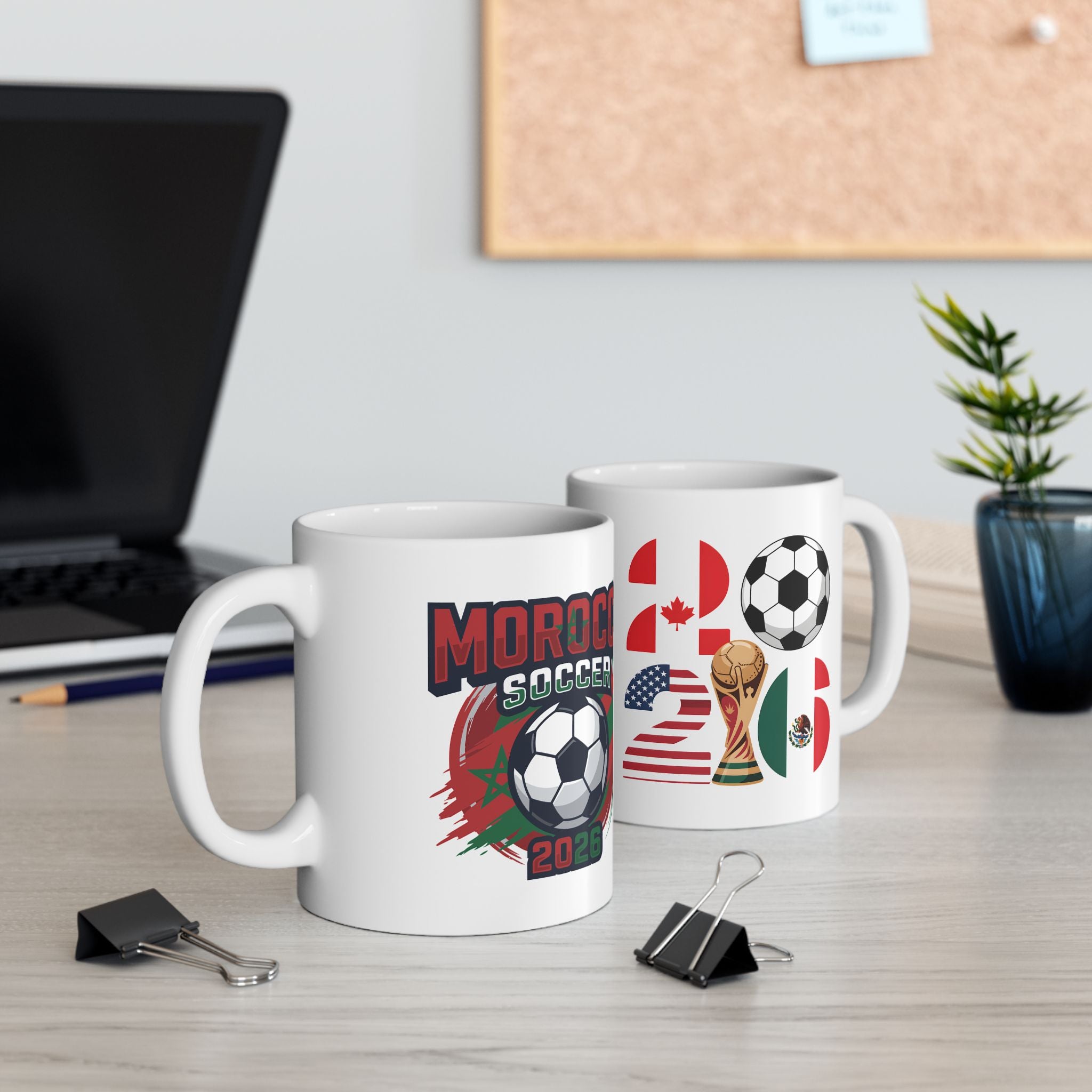 Morocco Soccer Crest Mug | Soccer Ball, World Cup 2026 Coffee Mugs, Morocco Fan ,Gift For Dad
