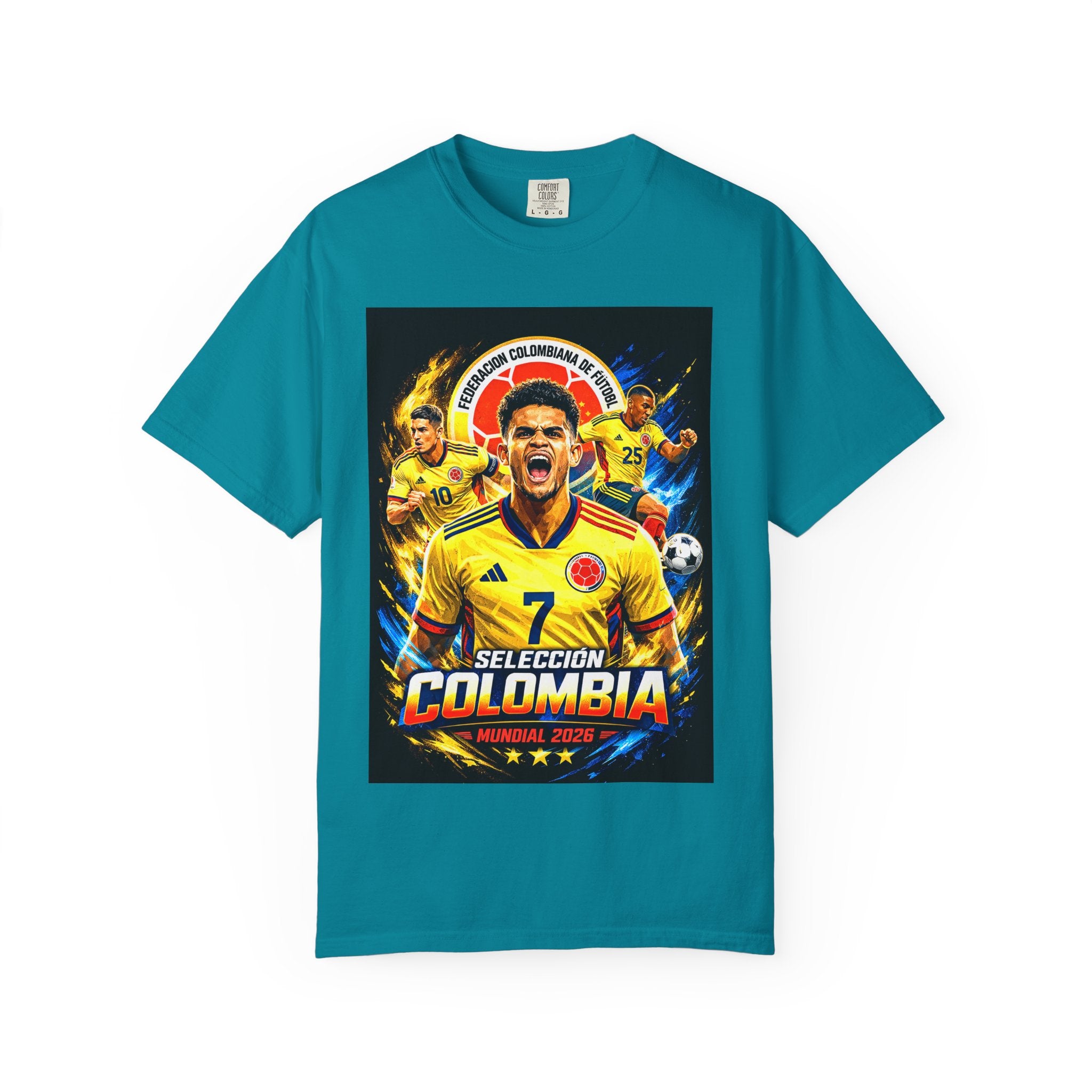 Colombia Selección Soccer Player Poster T-Shirt | 2026 World Cup Back Logo,Colombia Flag, Gift for him, Collectible