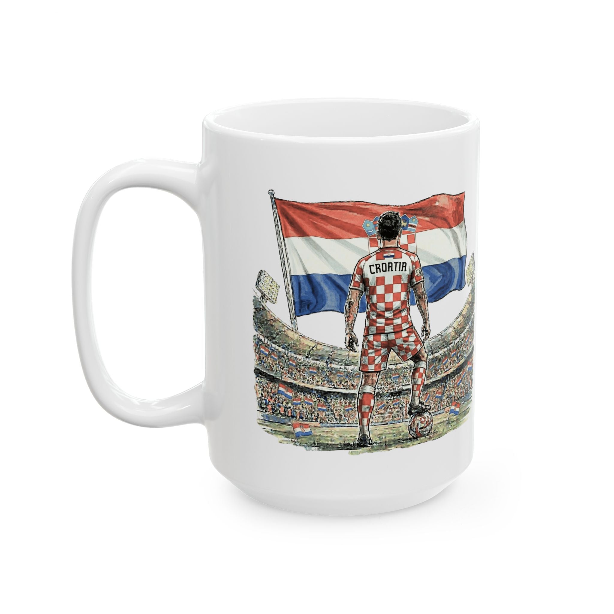Croatia World Cup 2026 Mug, Soccer Ball, Ceramic Mug, Croatia Flag, Sports Fan Mug