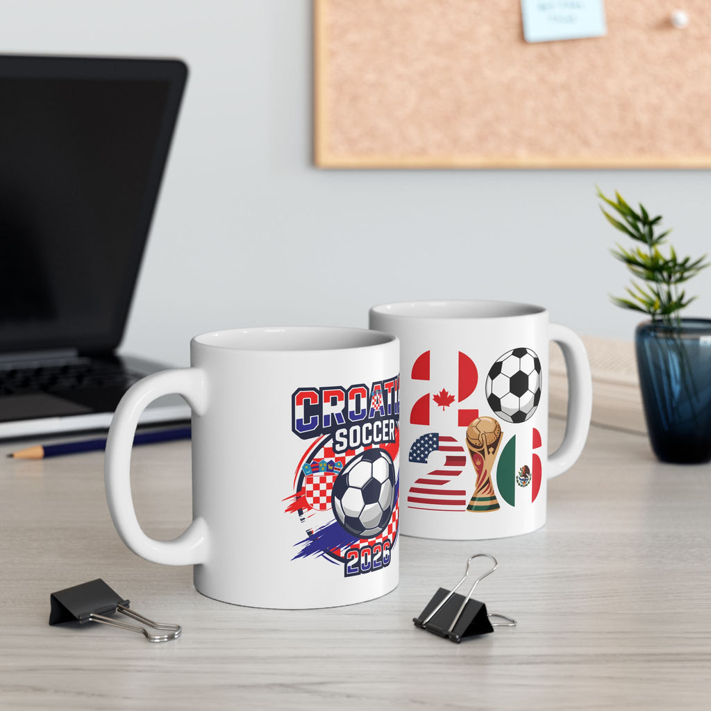 Croatia Soccer Crest Mug | Soccer Ball Flag Design Ceramic Mug, World Cup 2026 Gift for Dad,