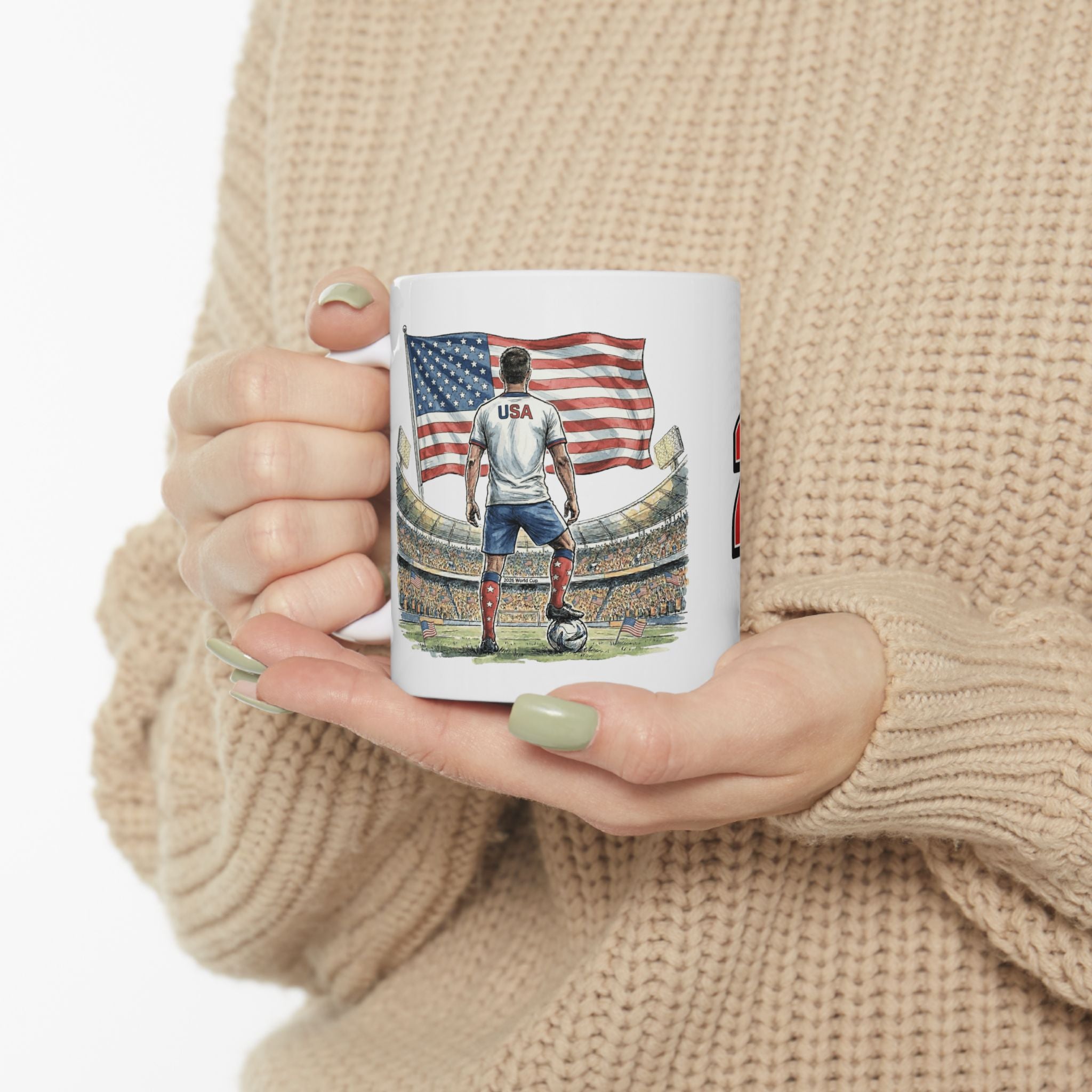 USA World Cup 2026 Mug, Ceramic Coffee Cup, USA Flag, Soccer Fan Gift