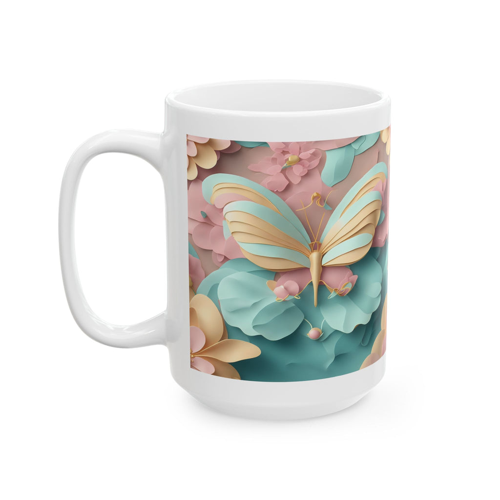 Pastel 3D Floral Pattern Mug | Ceramic Coffee Cup, Mother's Day Sale