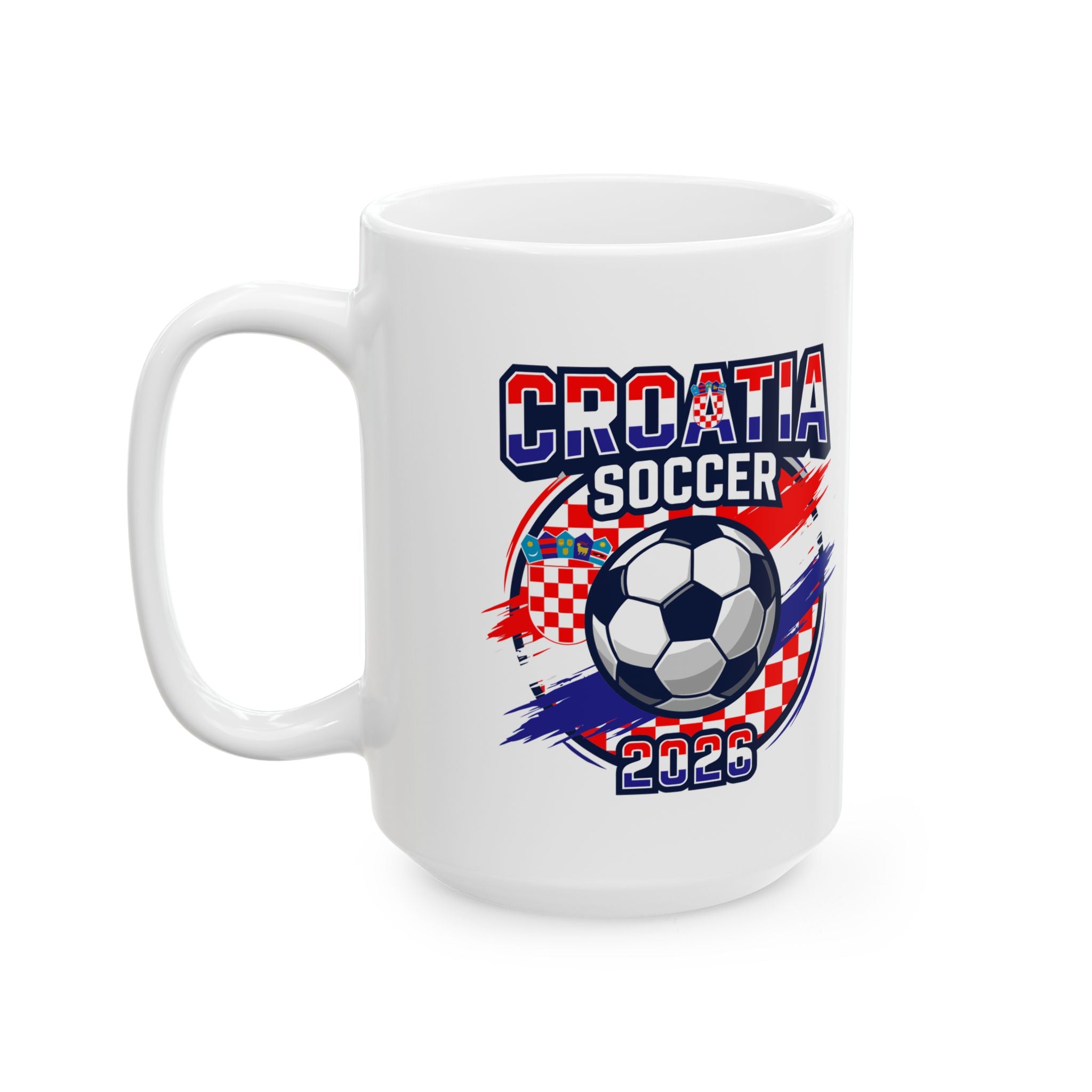 Croatia Soccer Crest Mug | Soccer Ball Flag Design Ceramic Mug, World Cup 2026 Gift for Dad,