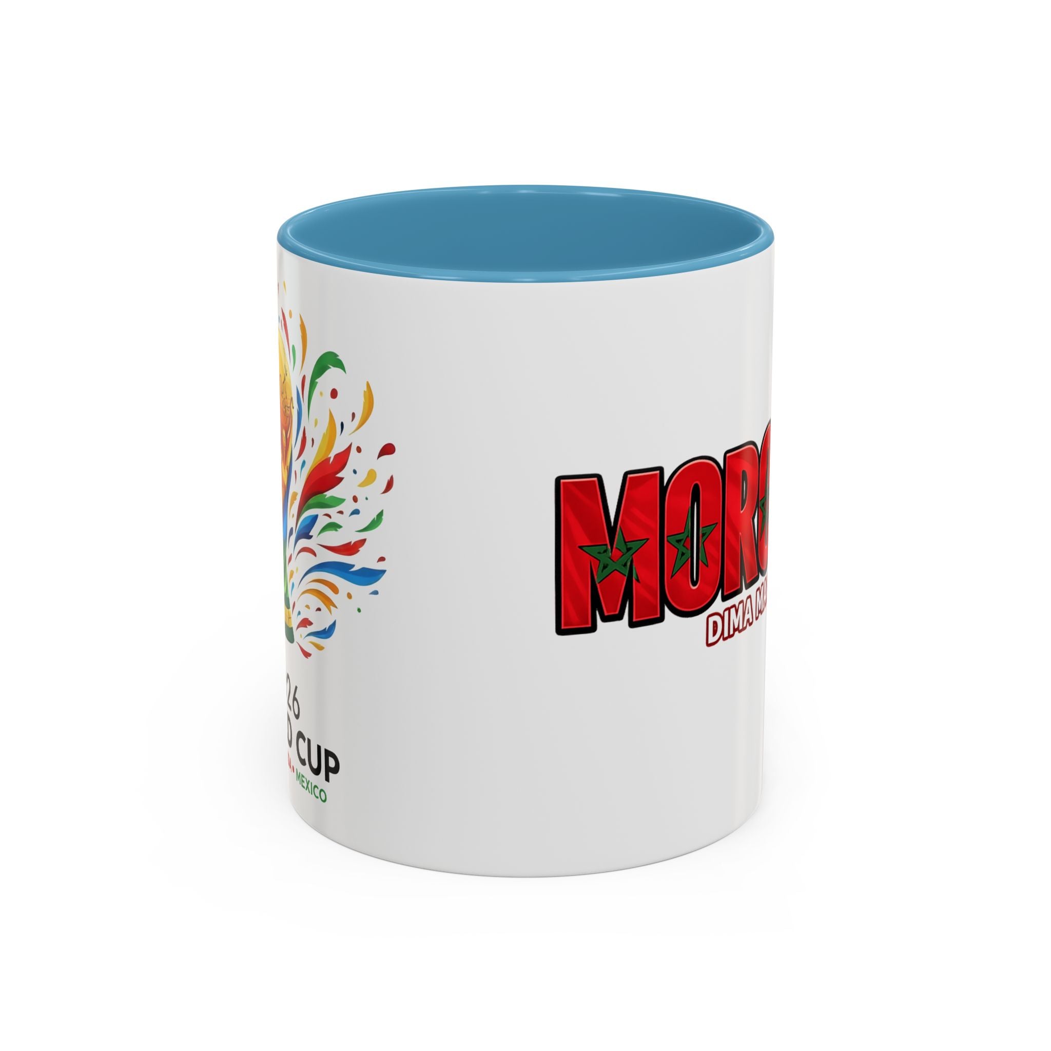 Morocco Flag Text Coffee Mug | Accent Coffee Mug (11, 15oz), World Cup 2026, Gifts for Dad