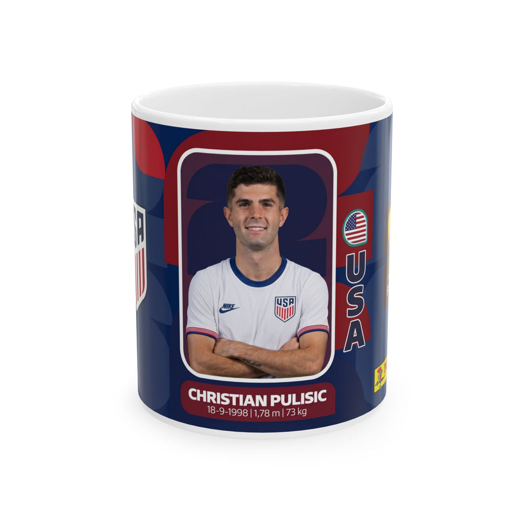 Christian Pulisic USA Soccer Mug – Player Ceramic Coffee Cup (11oz/15oz), World Cup 2026 Mugs