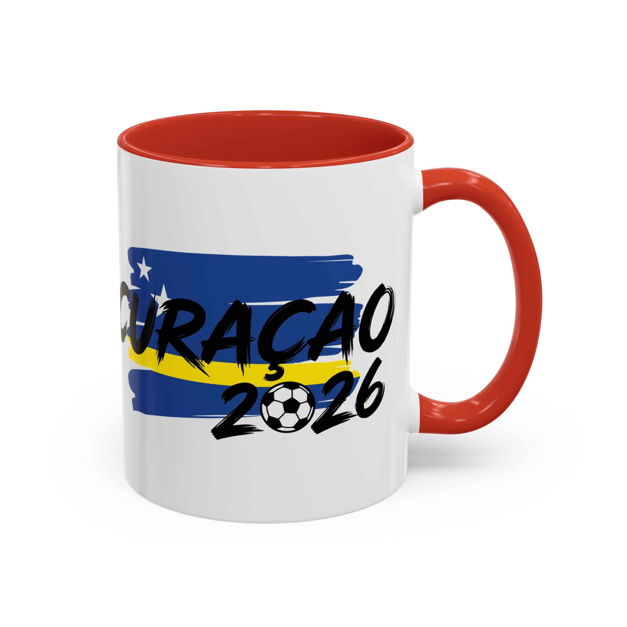 Curaçao 2026 Soccer Flag Accent Coffee Mug | 11oz 15oz,Soccer World Cup 2026, Gift For Dad