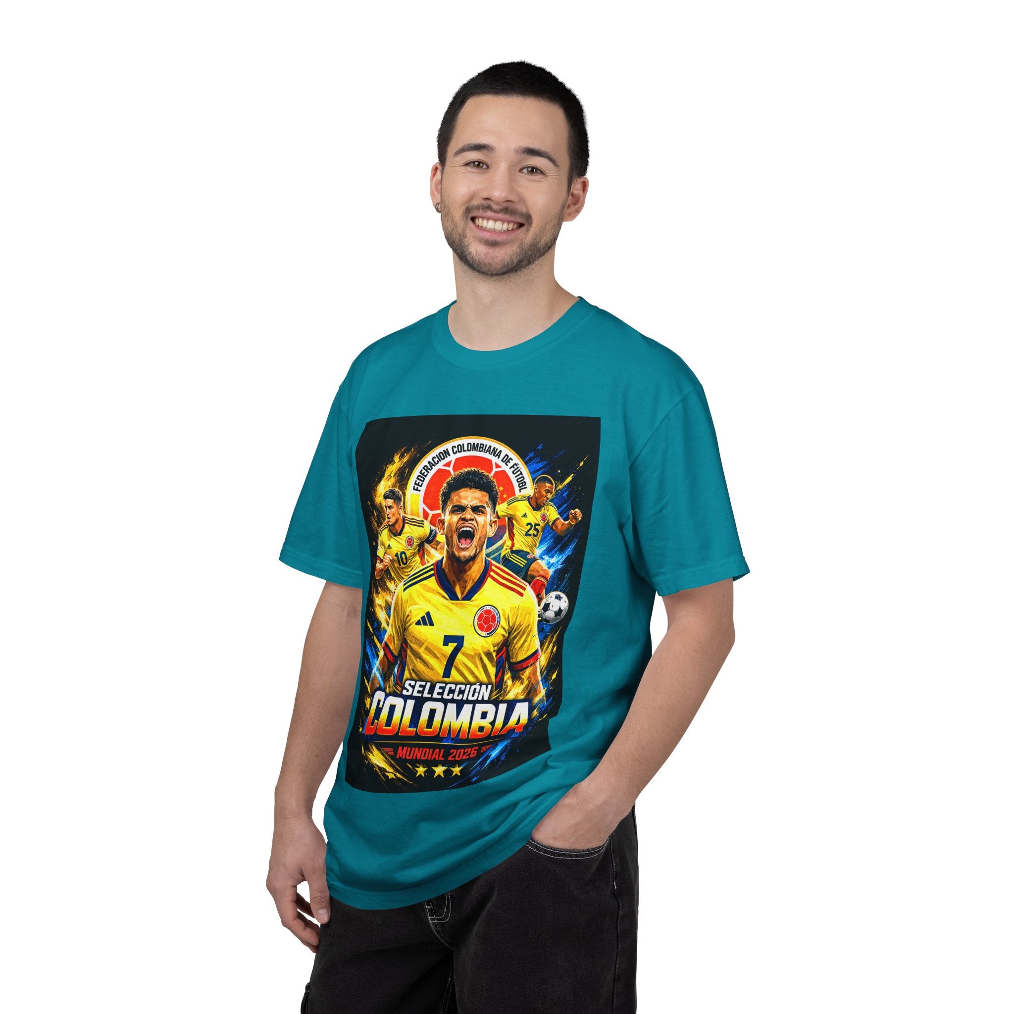 Colombia Selección Soccer Player Poster T-Shirt | 2026 World Cup Back Logo,Colombia Flag, Gift for him, Collectible
