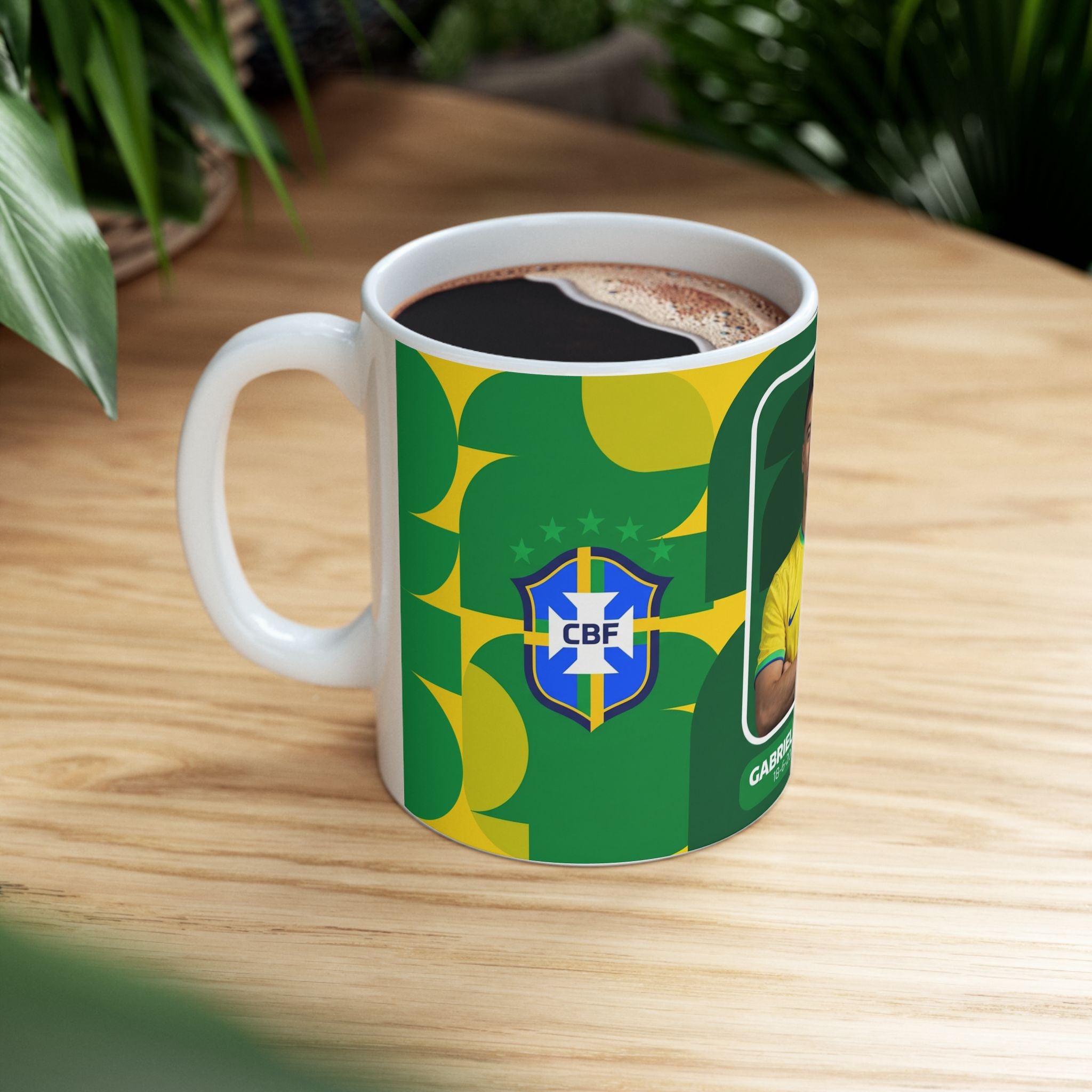 Brazil Soccer Player Gabriel Martinelli Mug — Ceramic Coffee Cup (11oz/15oz), World Cup 2026 Mugs