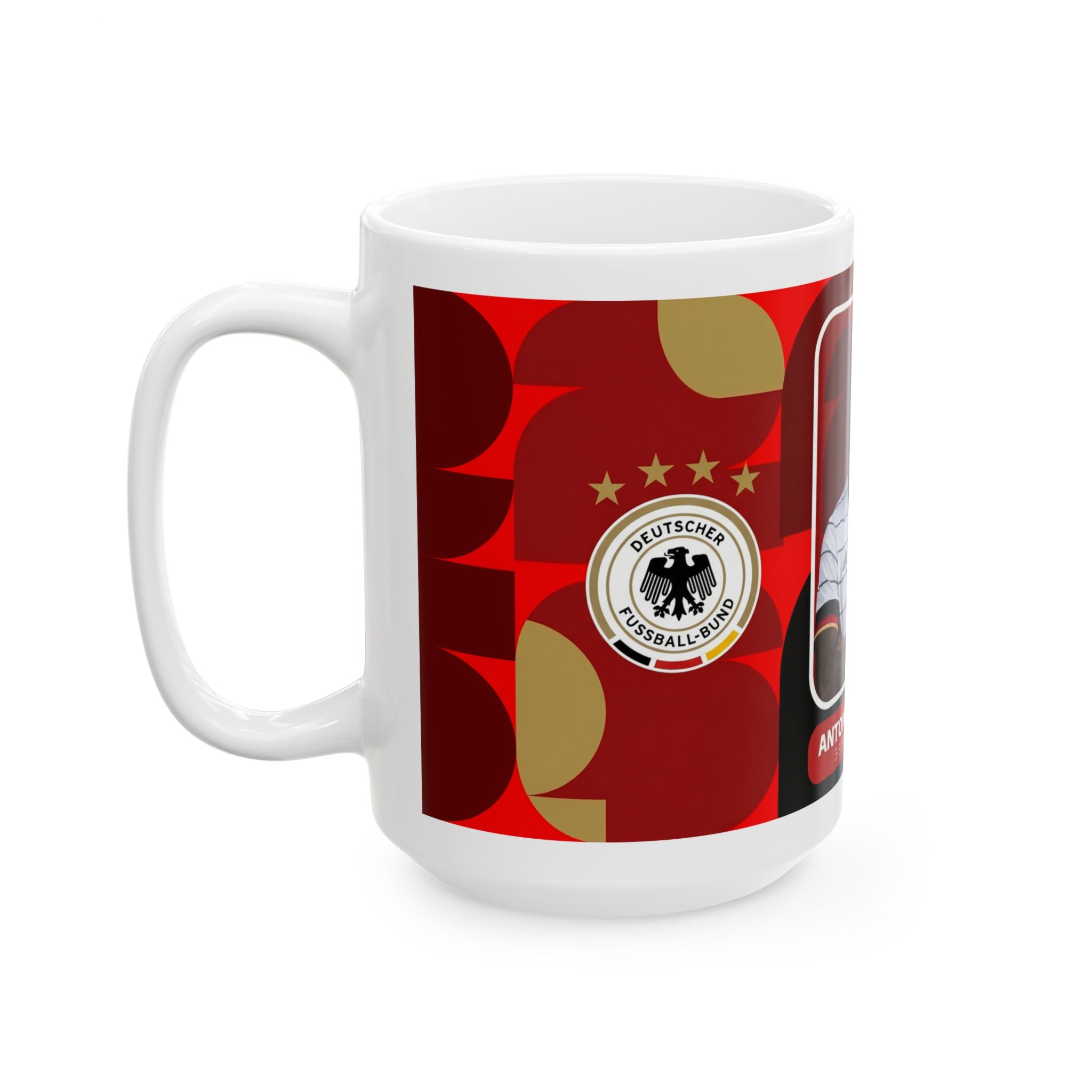 Germany Soccer Player Antonio Rüdiger Mug —  Ceramic  Coffee Cup (11oz, 15oz), World Cup 2026 Mugs